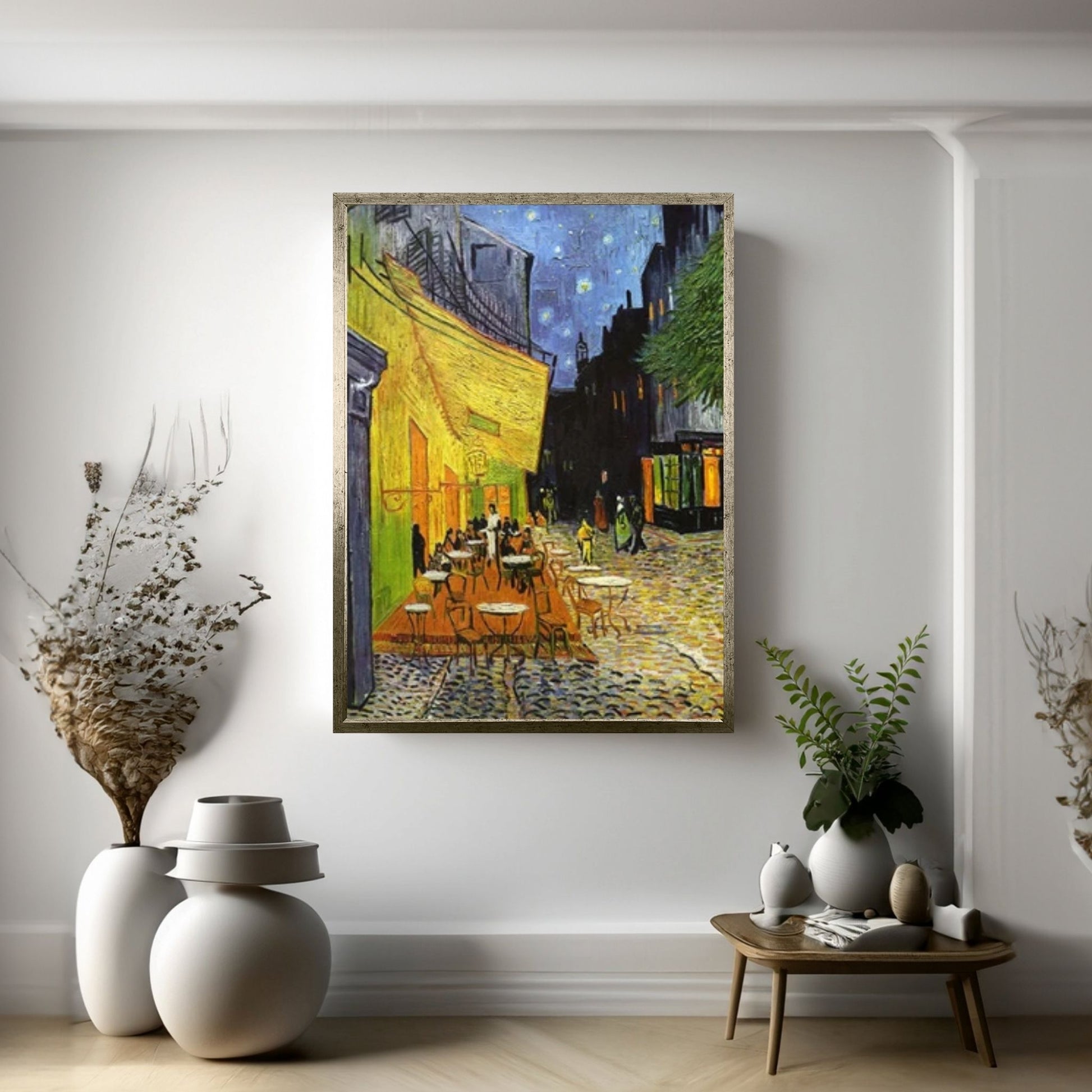 Cafe Terrace Night, Starry Sky Landscape Art Canvas Wall Art Print , Van Gogh Poster, Reproduction Art Canvas - Y Canvas