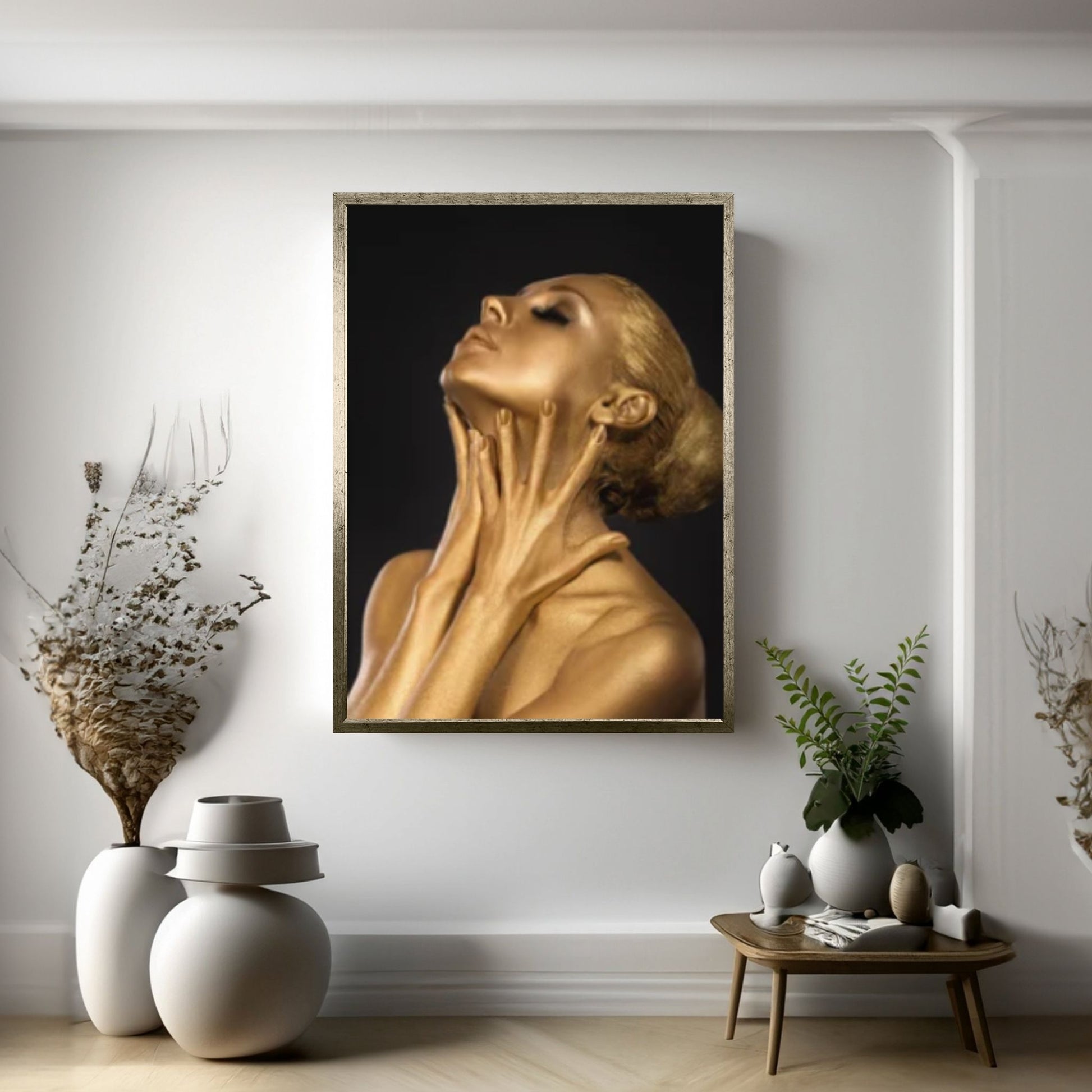 Black and Gold African Nude Woman, Scandinavian Wall Art Picture for Living Room - Y Canvas