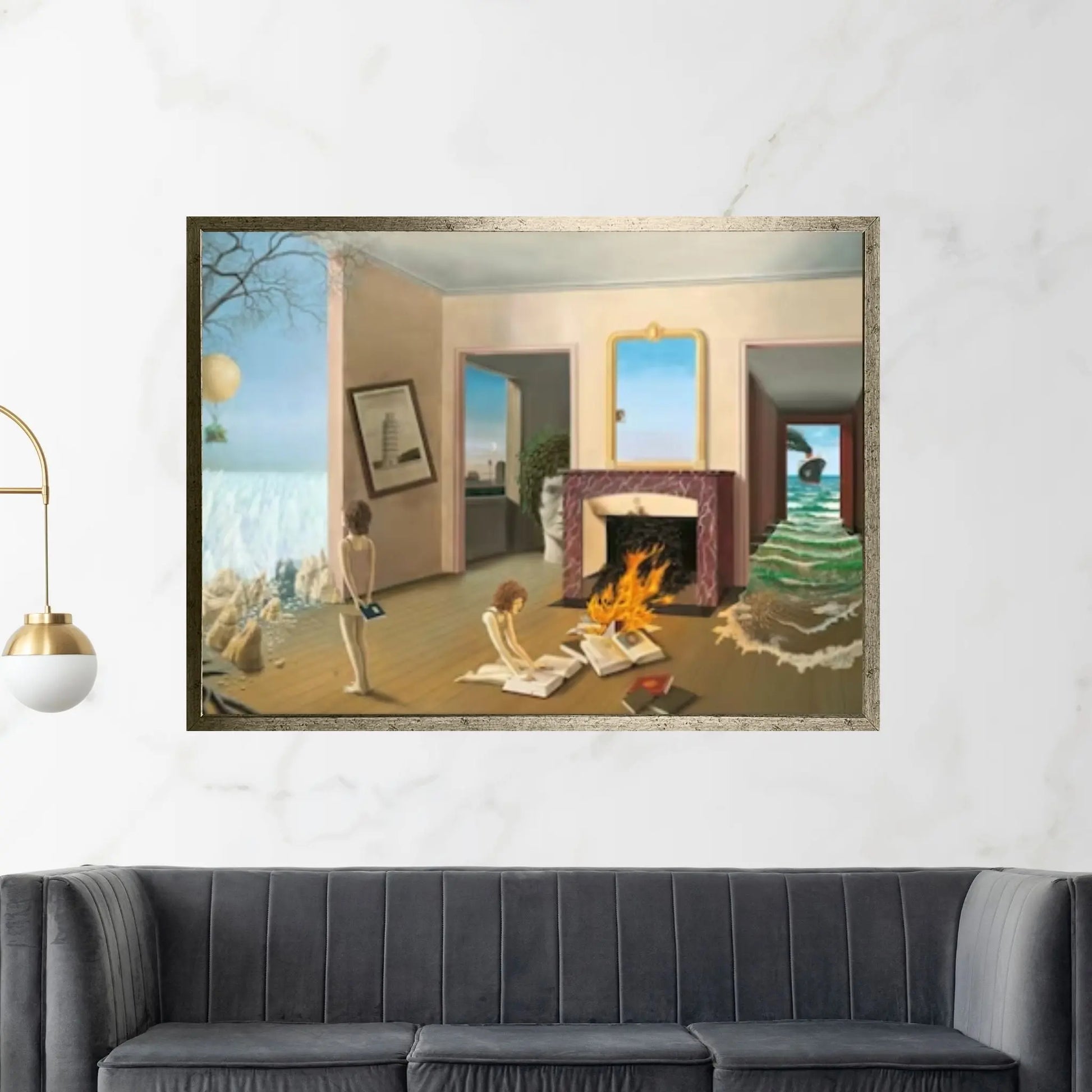 Dominique Appia Canvas,Surreal Printed, Entre les Trous de la Memorie Wall Art, Surreal Wall Art, Reproduction Wall Decor - Y Canvas