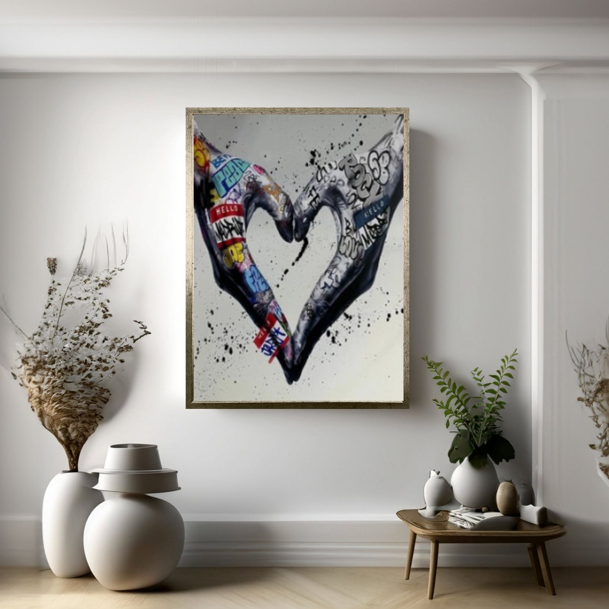 Couple Holding Hands Graffiti Painting, Love Wall Decoration, Graffiti Wall Art, Romantic Couple - Y Canvas