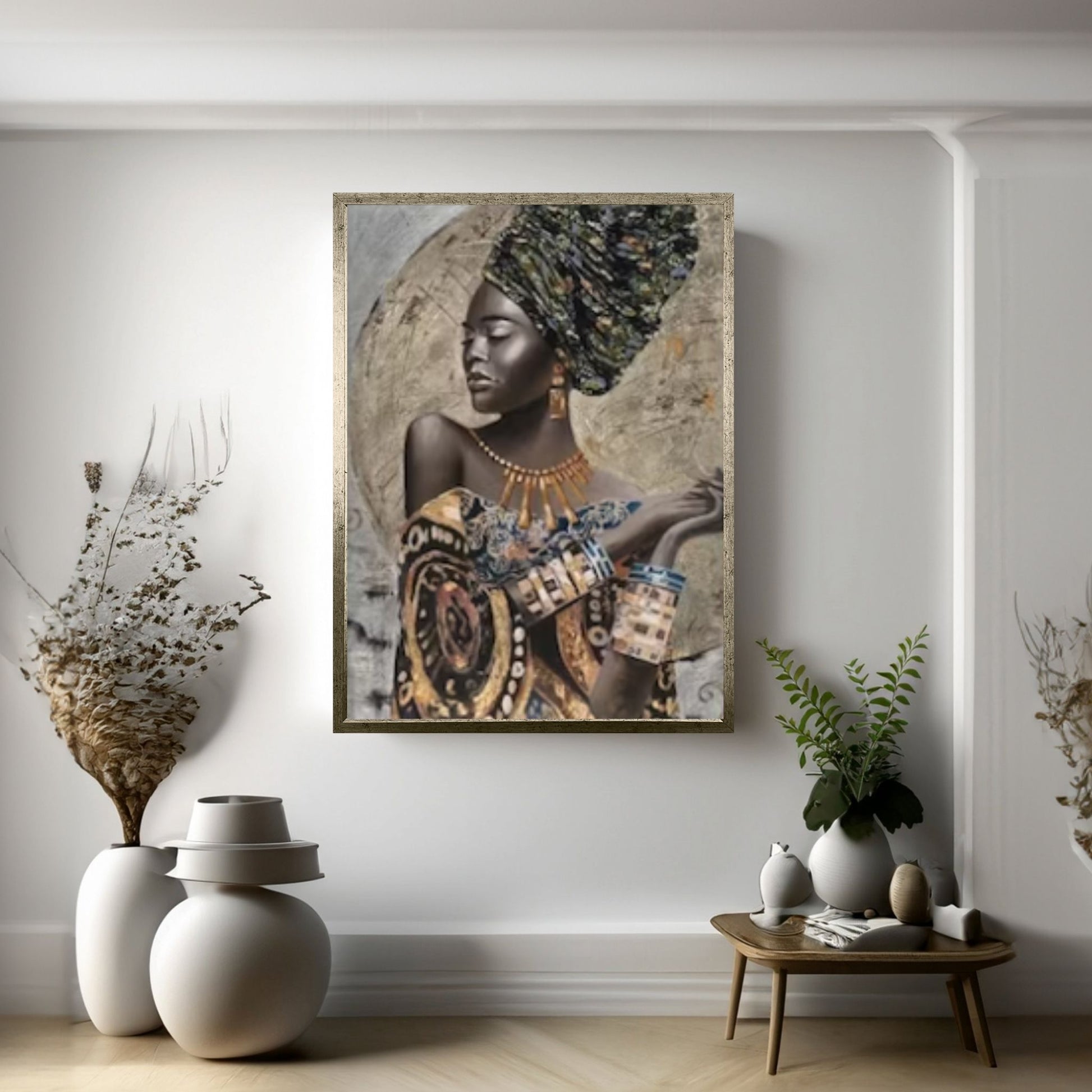 African Art Wall Decor, African Woman Makeup Wall Art, Modern Gold Lips Wall Art - Y Canvas