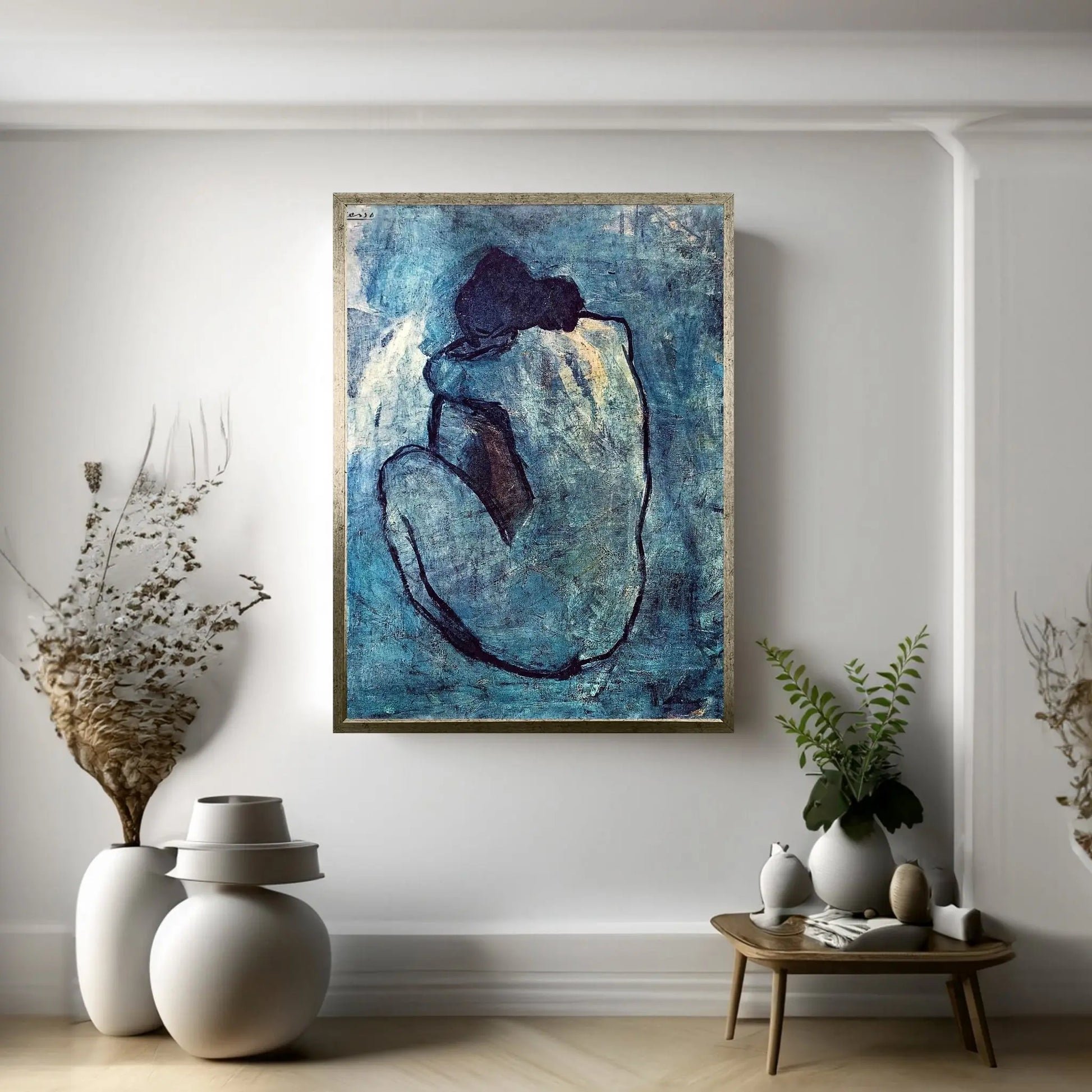 Blue Nude Canvas Wall Art - Y Canvas