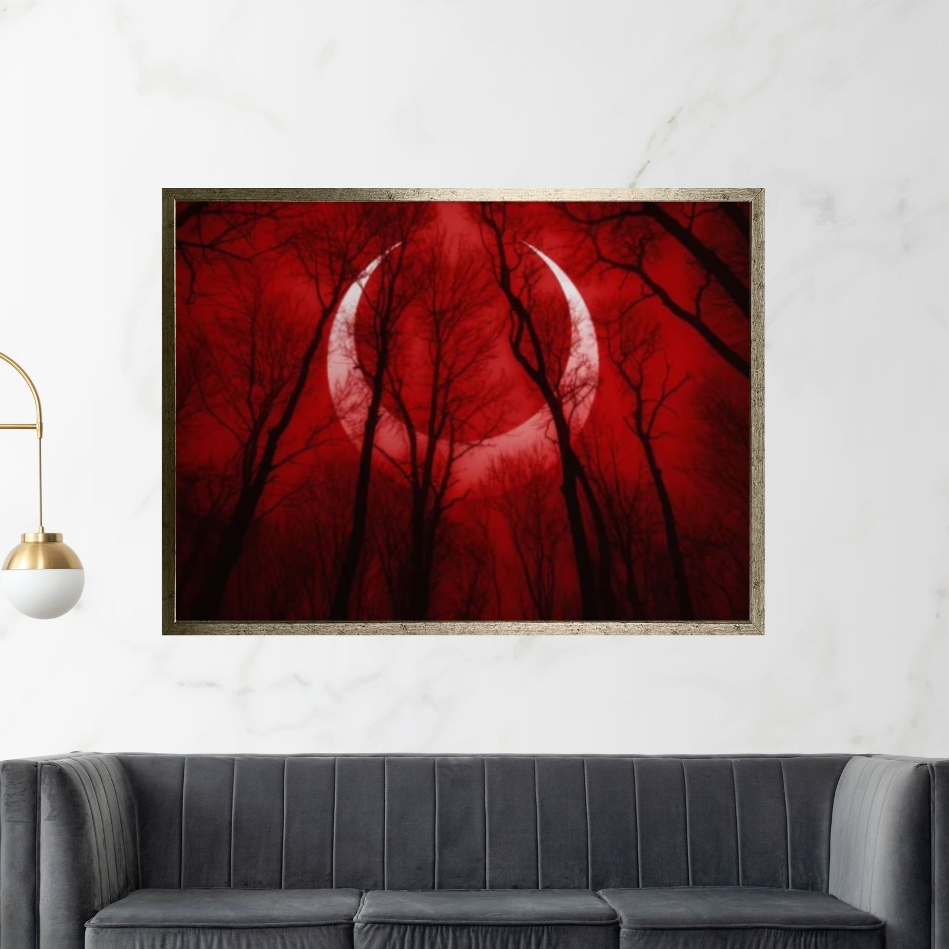 Red Moon Natural Canvas Wall Art, Landscape Printing Wall Art - Y Canvas