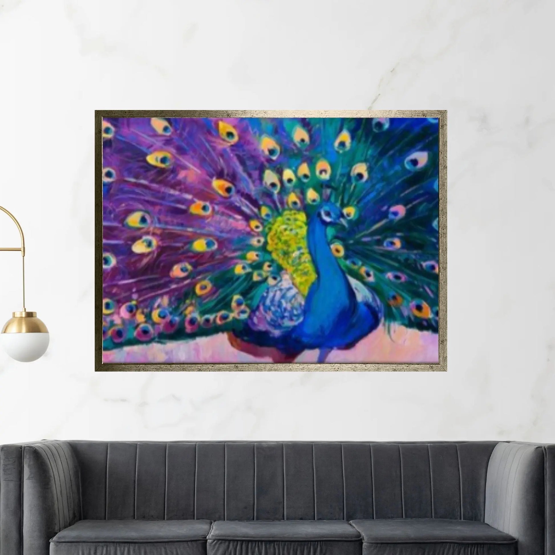 Painting Style Art Canvas Colorful Peacock Feather Animal Art Canvas Wall Art - Y Canvas