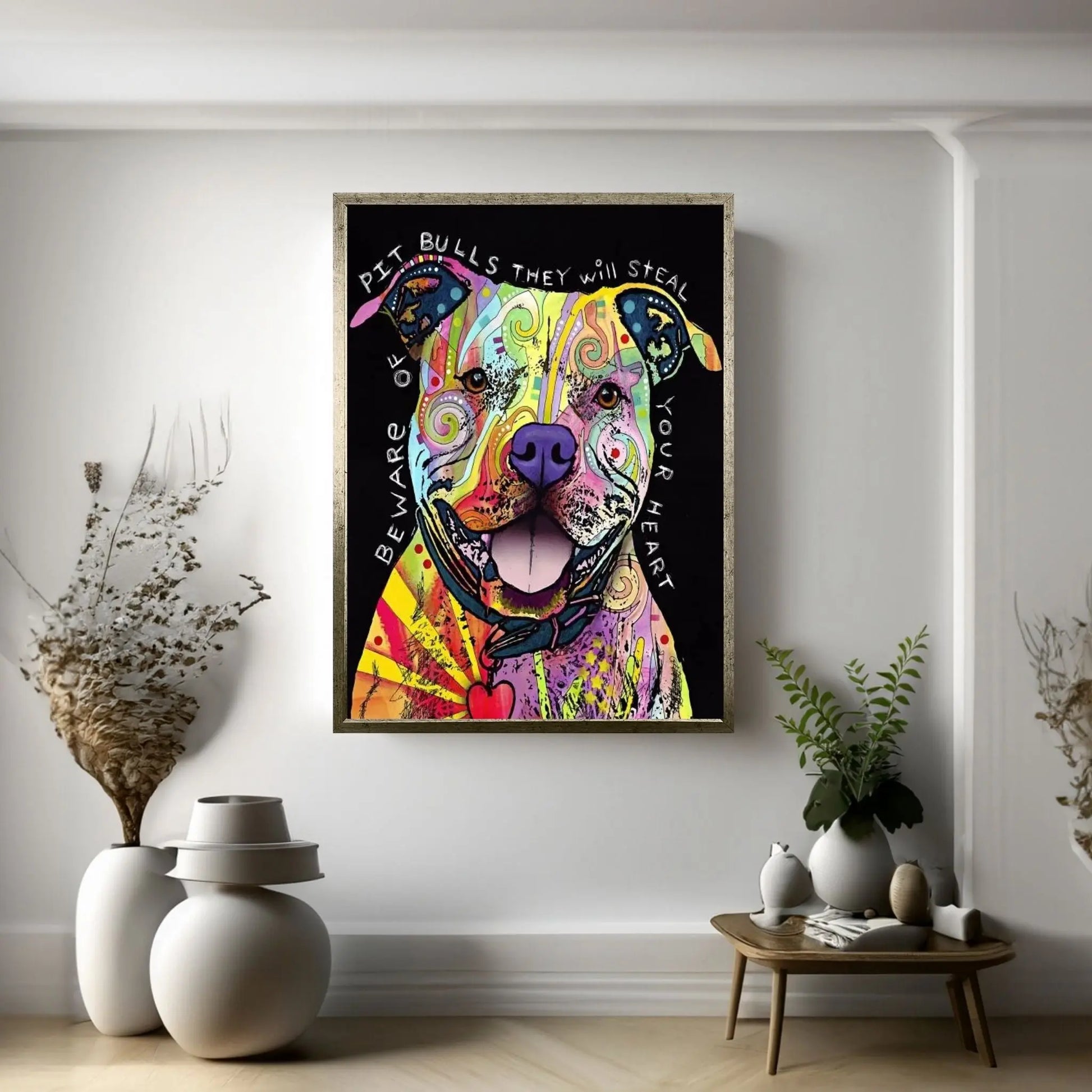 Beware of Pit Bulls Canvas Wall Art - Y Canvas