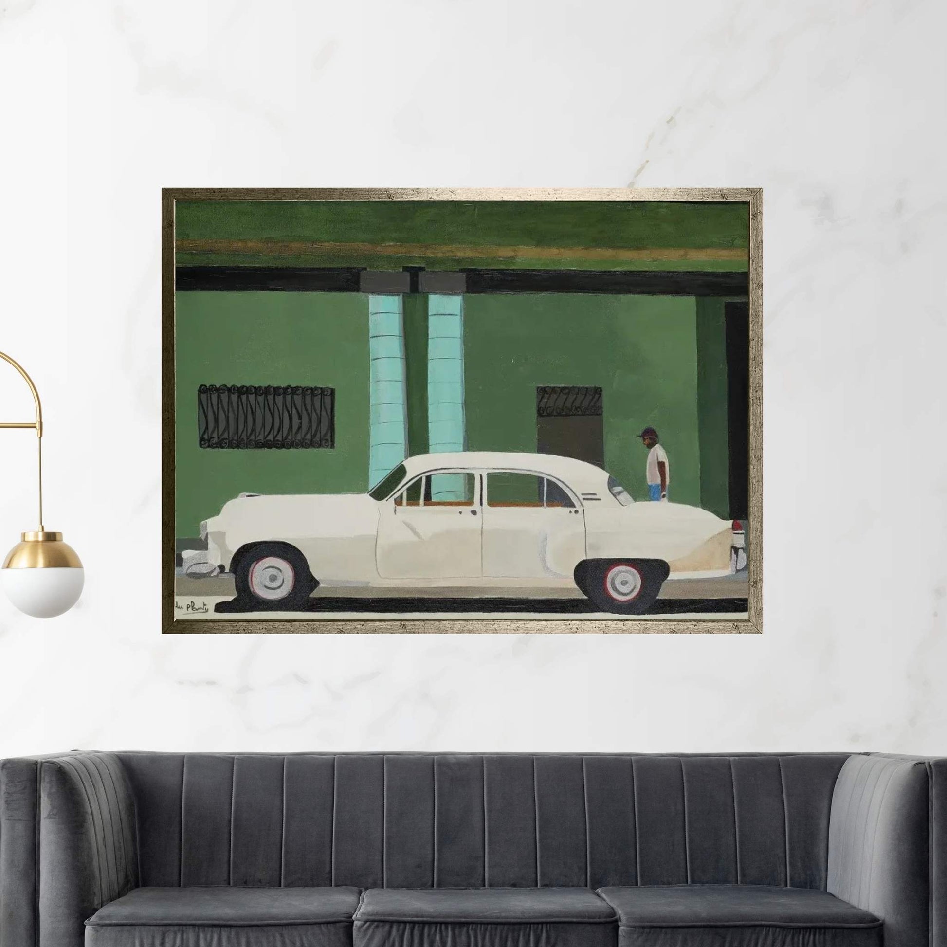 White Havana Canvas Wall Art - Y Canvas