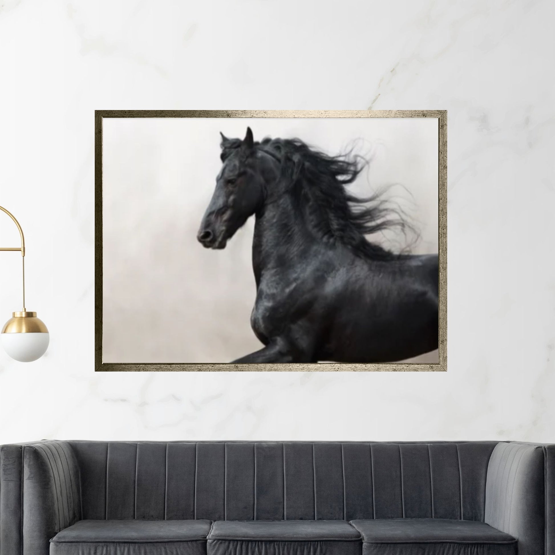 Black Horse Canvas Wall Art, Horse Print Animal Wall Art ,Horse Wall Art - Y Canvas