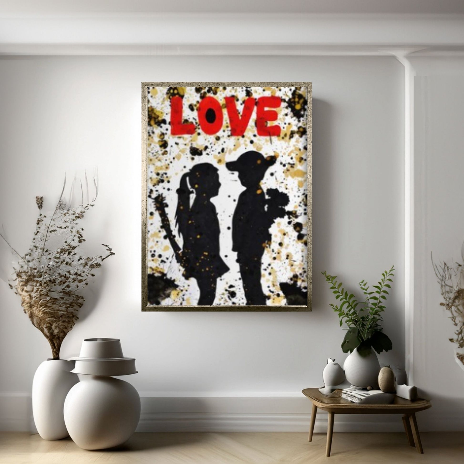 Love Canvas Painting, Love Graffiti, Office Decor Wall Art, Floating Frame Option - Y Canvas