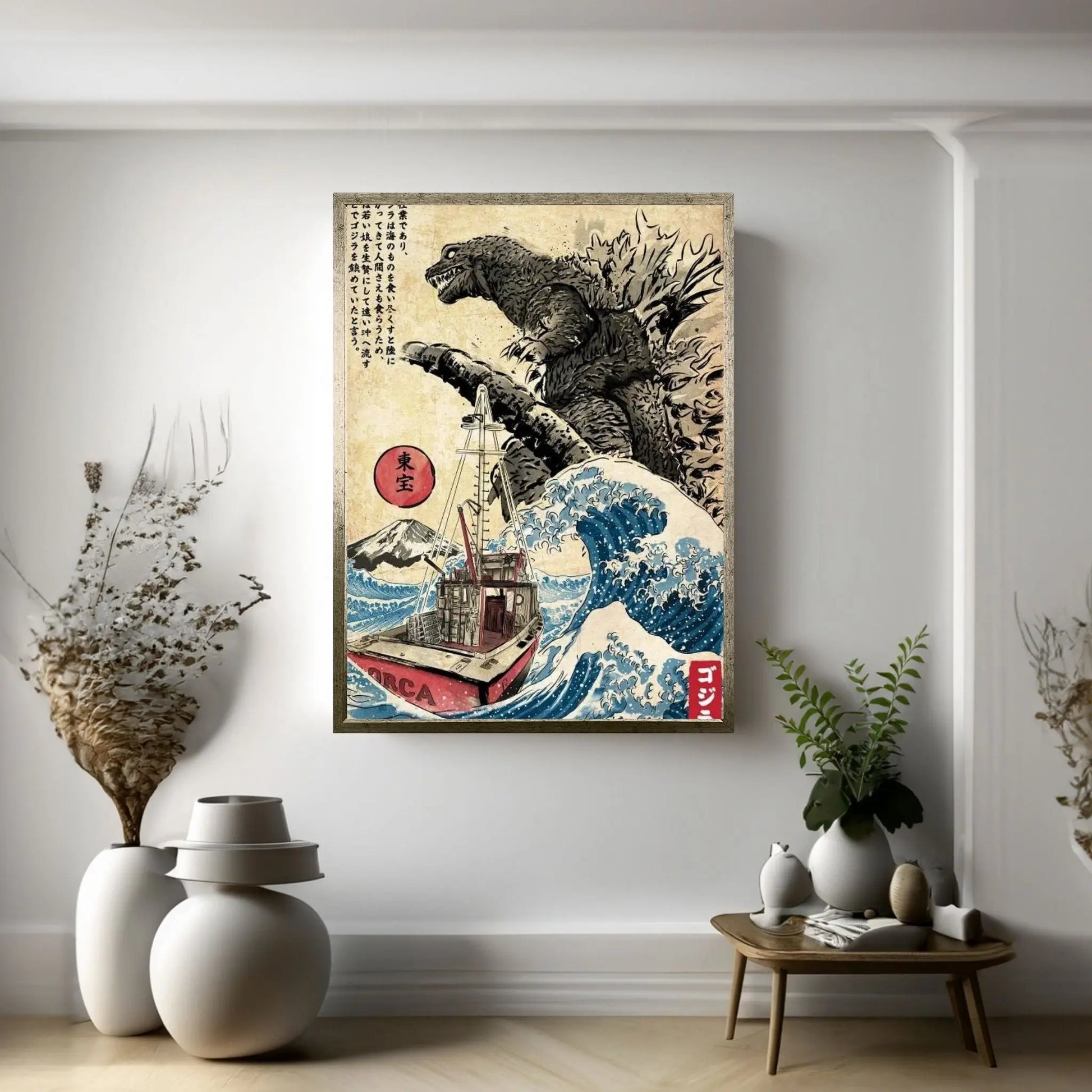 Orca In Japan Woodblock Canvas Wall Art - Y Canvas