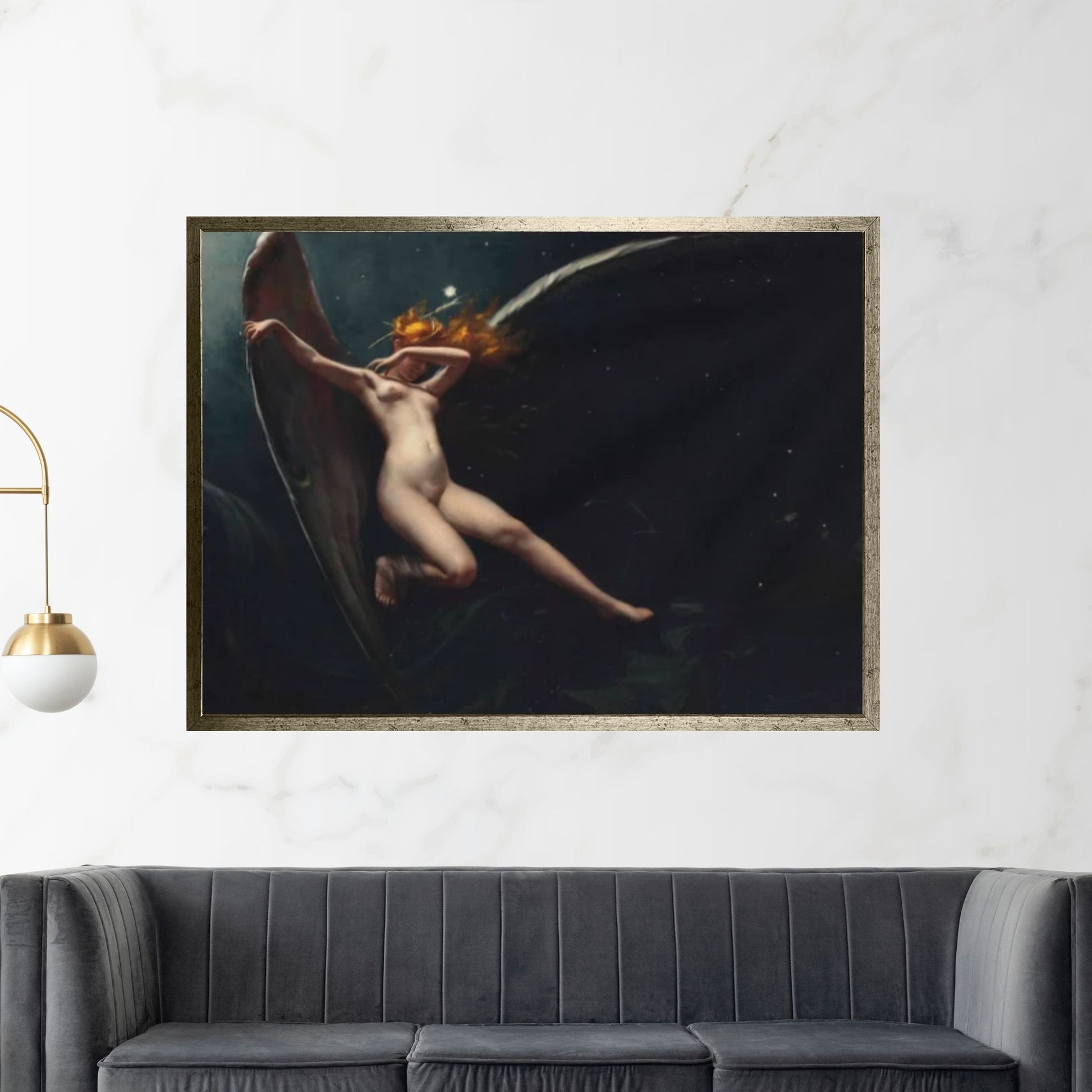 A Fairy Under Starry Skies - Luis Ricardo Falero Floating Frame Option - Y Canvas