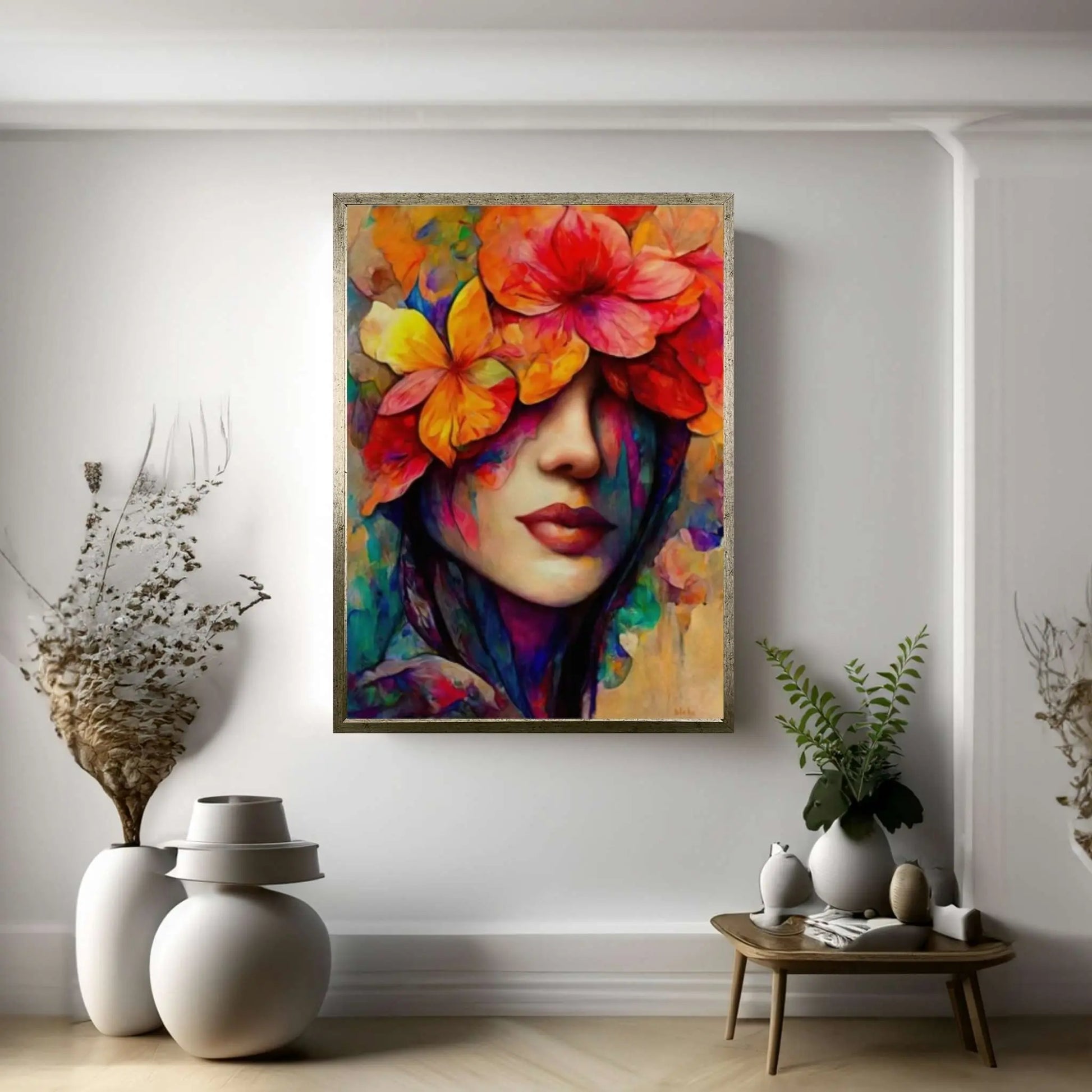 Woman Flower Portrait Canvas Home Decor Poster Print - Y Canvas