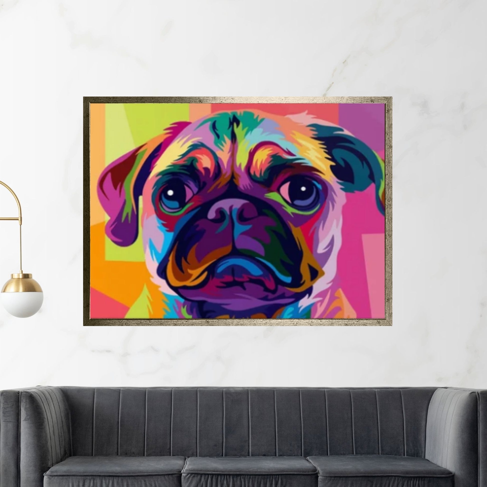 Pop Art Pug Dog Canvas Print Wall Art, Fanny Retro Art Print Canvas Wall Decor - Y Canvas