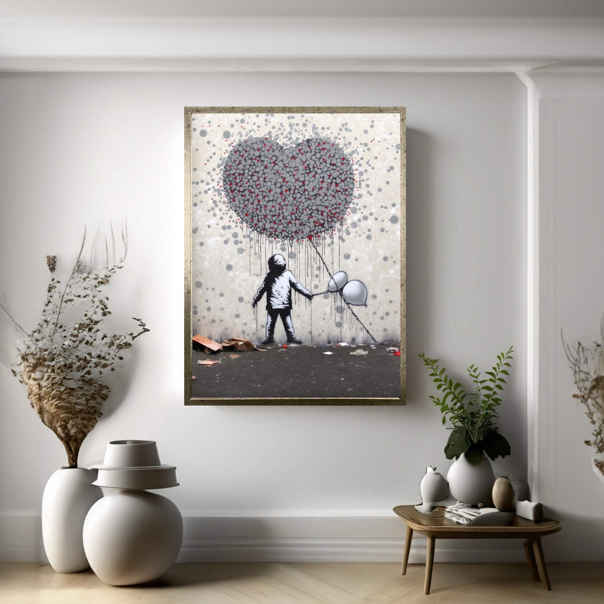 Banksy Child Heart and Balloon Canvas Wall Art Home Decor - Y Canvas