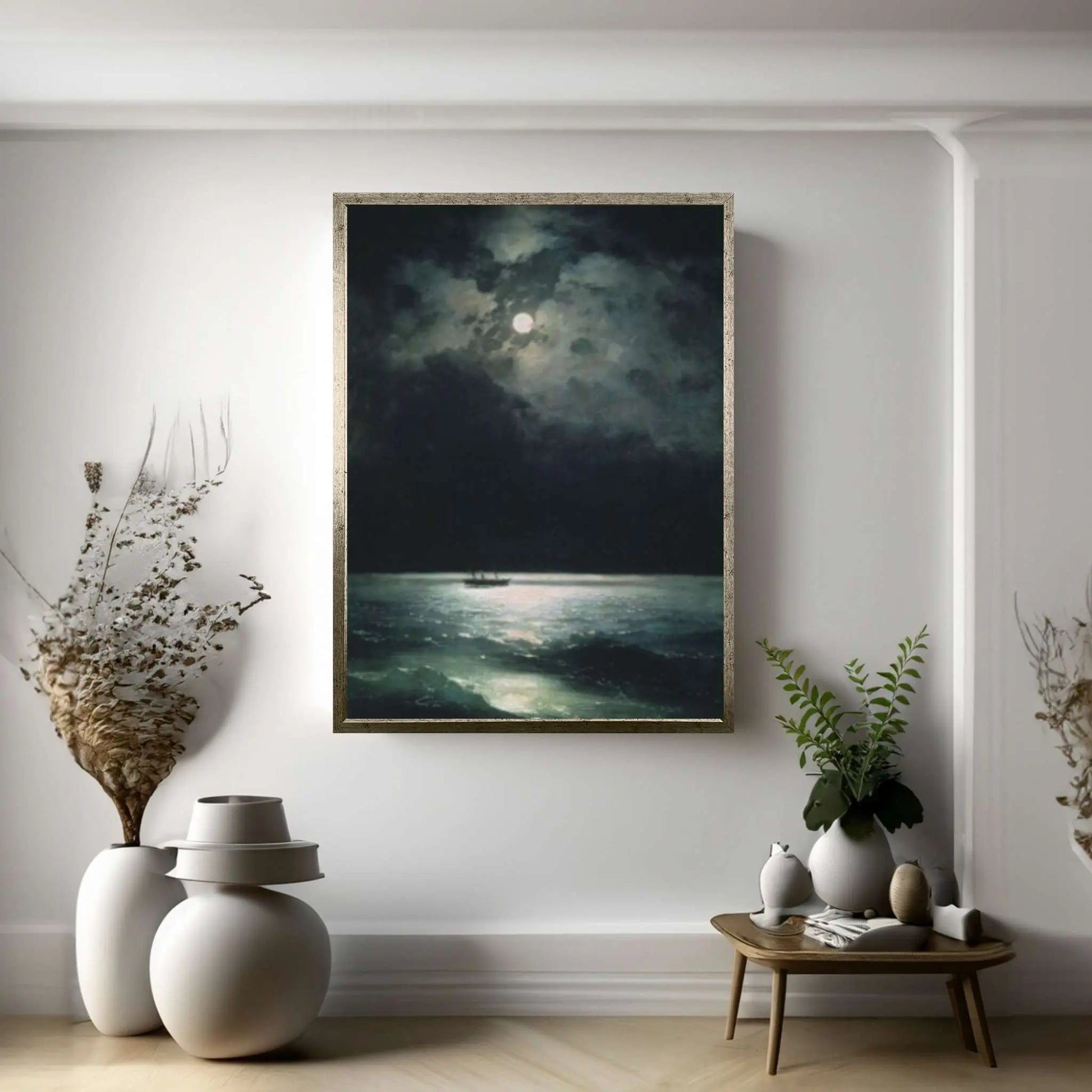 Ivan Aivazovsky : Black Sea at Night Canvas Wall Art Print Poster - Y Canvas