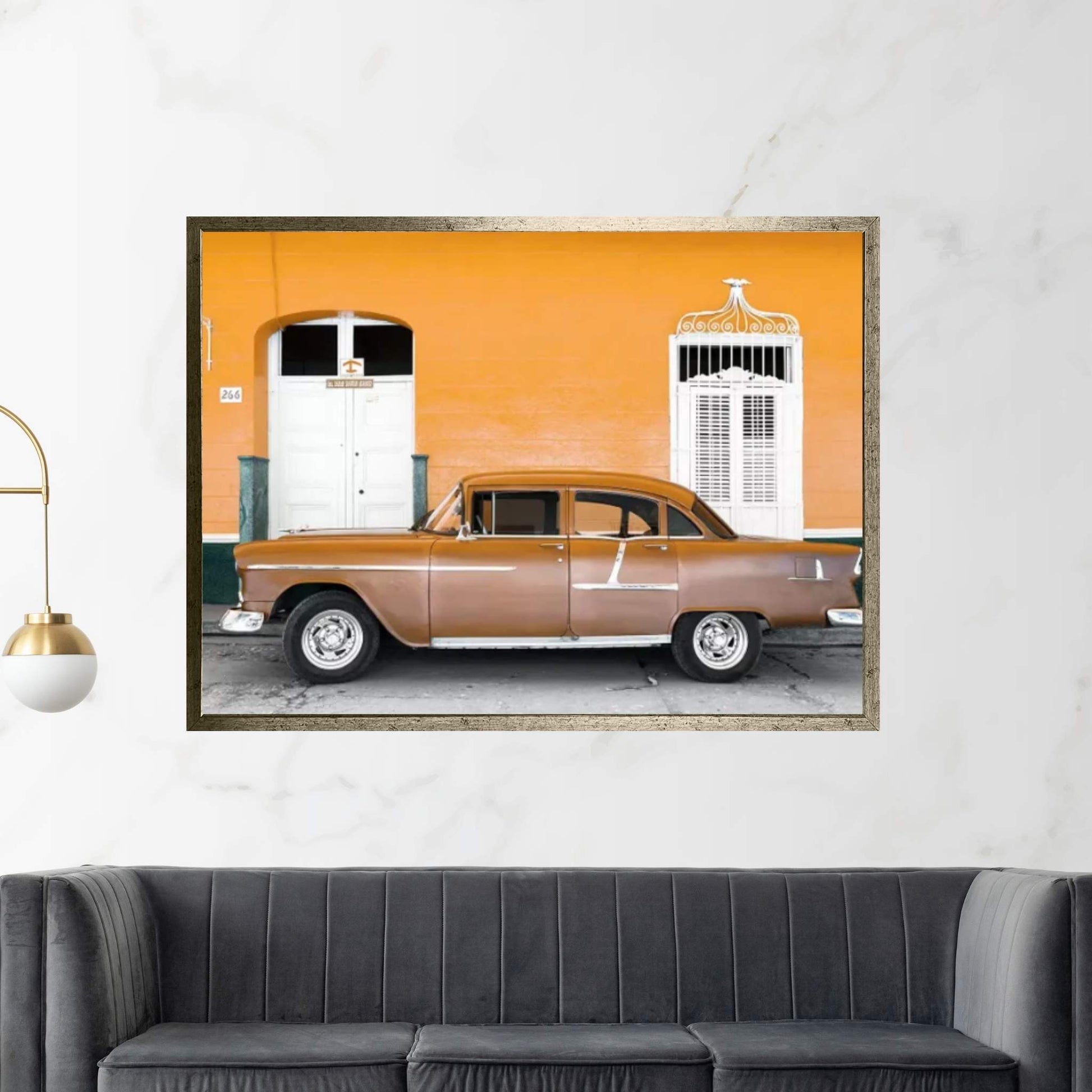 Old Orange Car Canvas Wall Art - Y Canvas