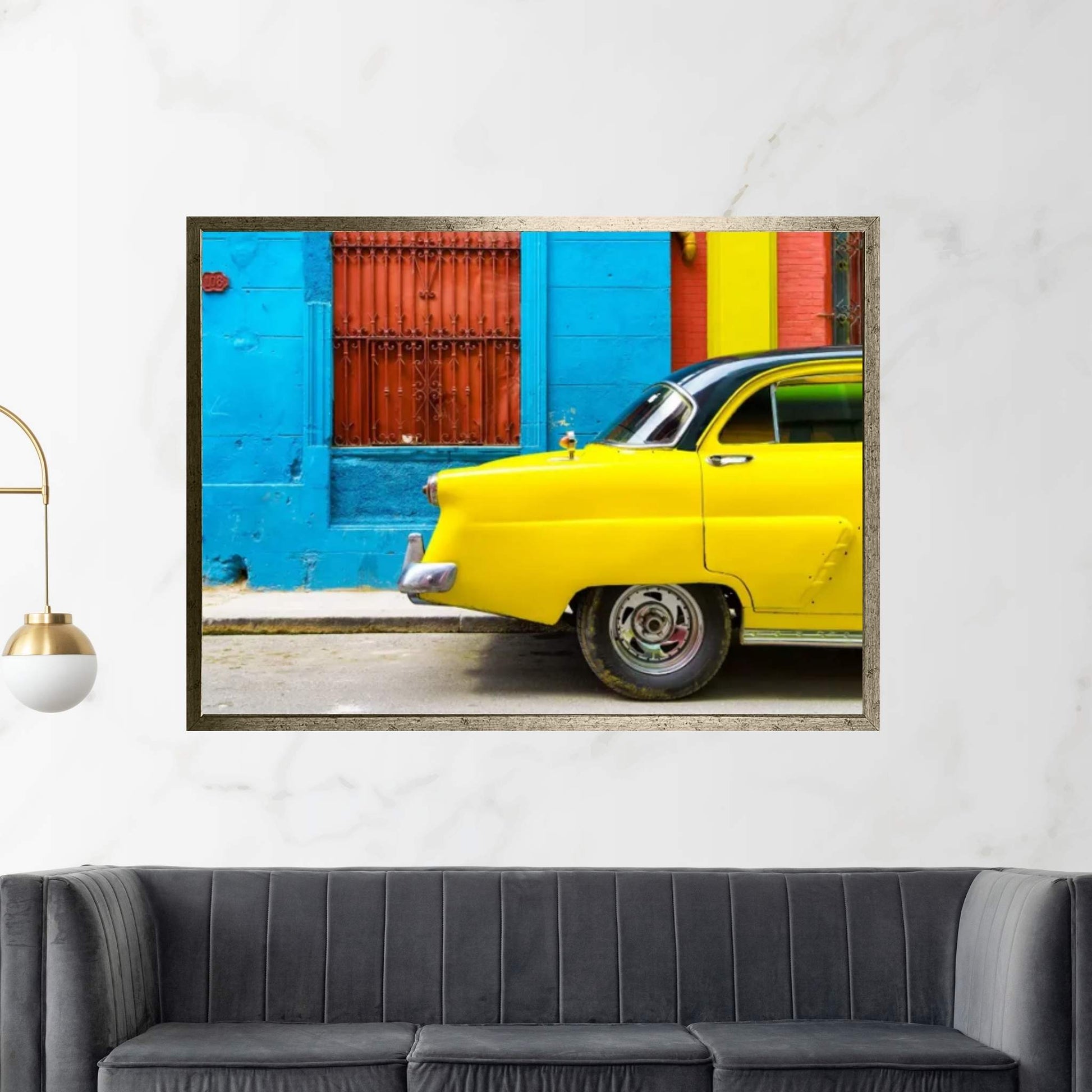 Close-up of Yellow Taxi of Havana II Canvas Wall Art - Y Canvas