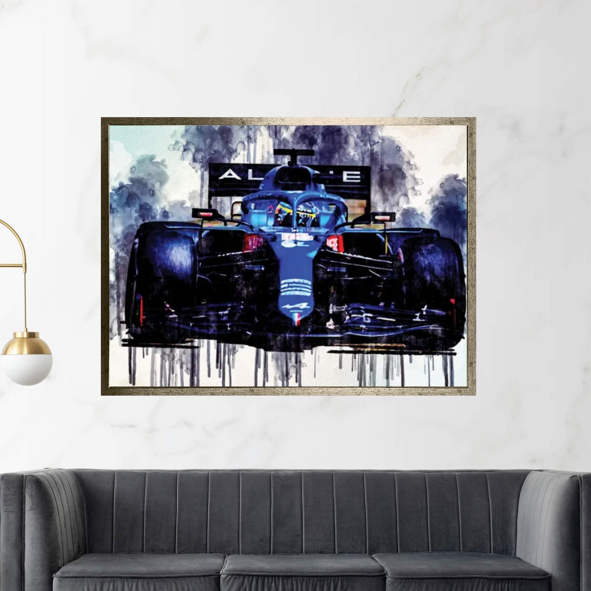 Fernando Alonso Close-Up Alpine A521 2021 F1 Cars Formula 1 Sportscars Canvas Wall Art - Y Canvas