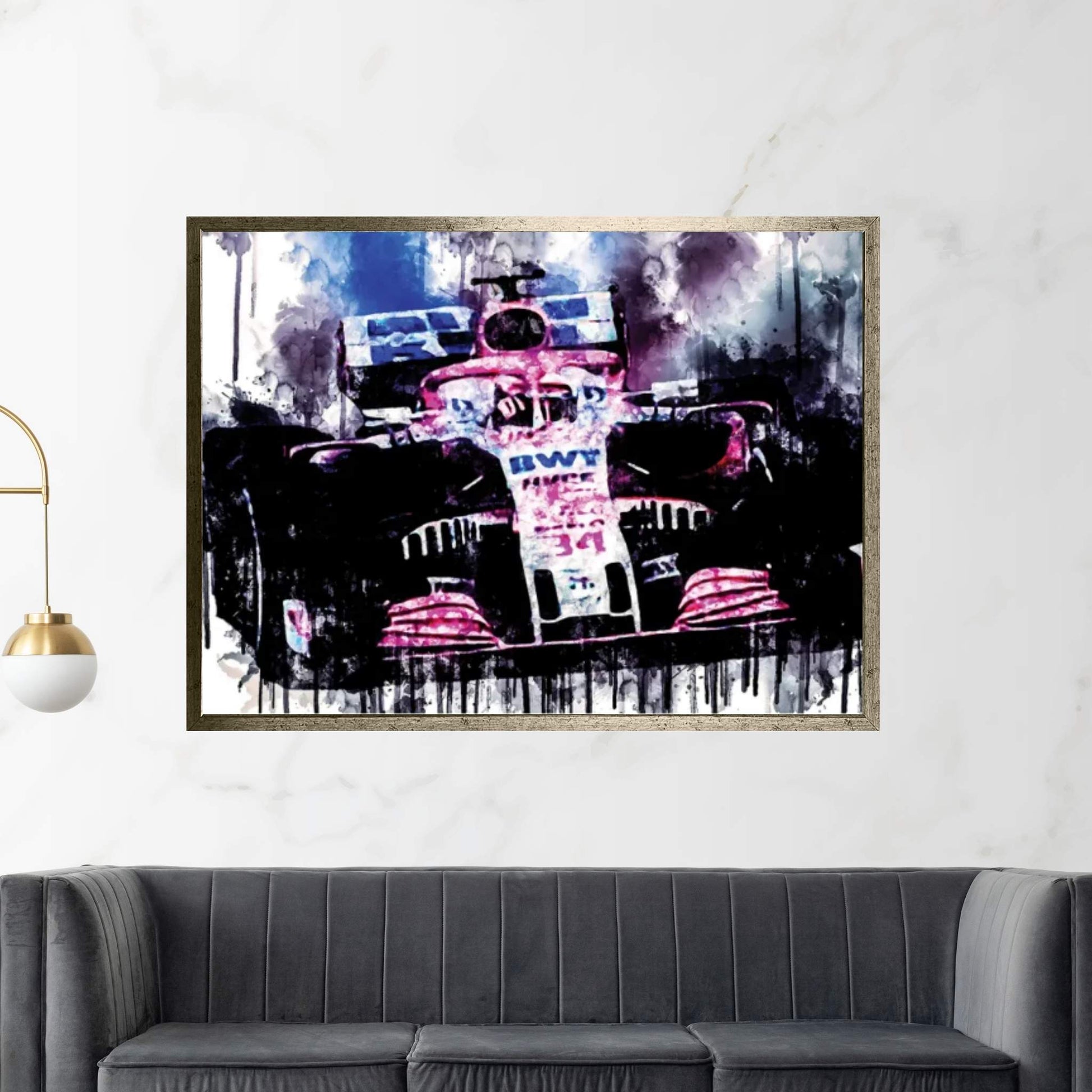 2018 Force India VJM11 F1 Formula Car Vehicle CDXCIX Canvas Wall Art - Y Canvas