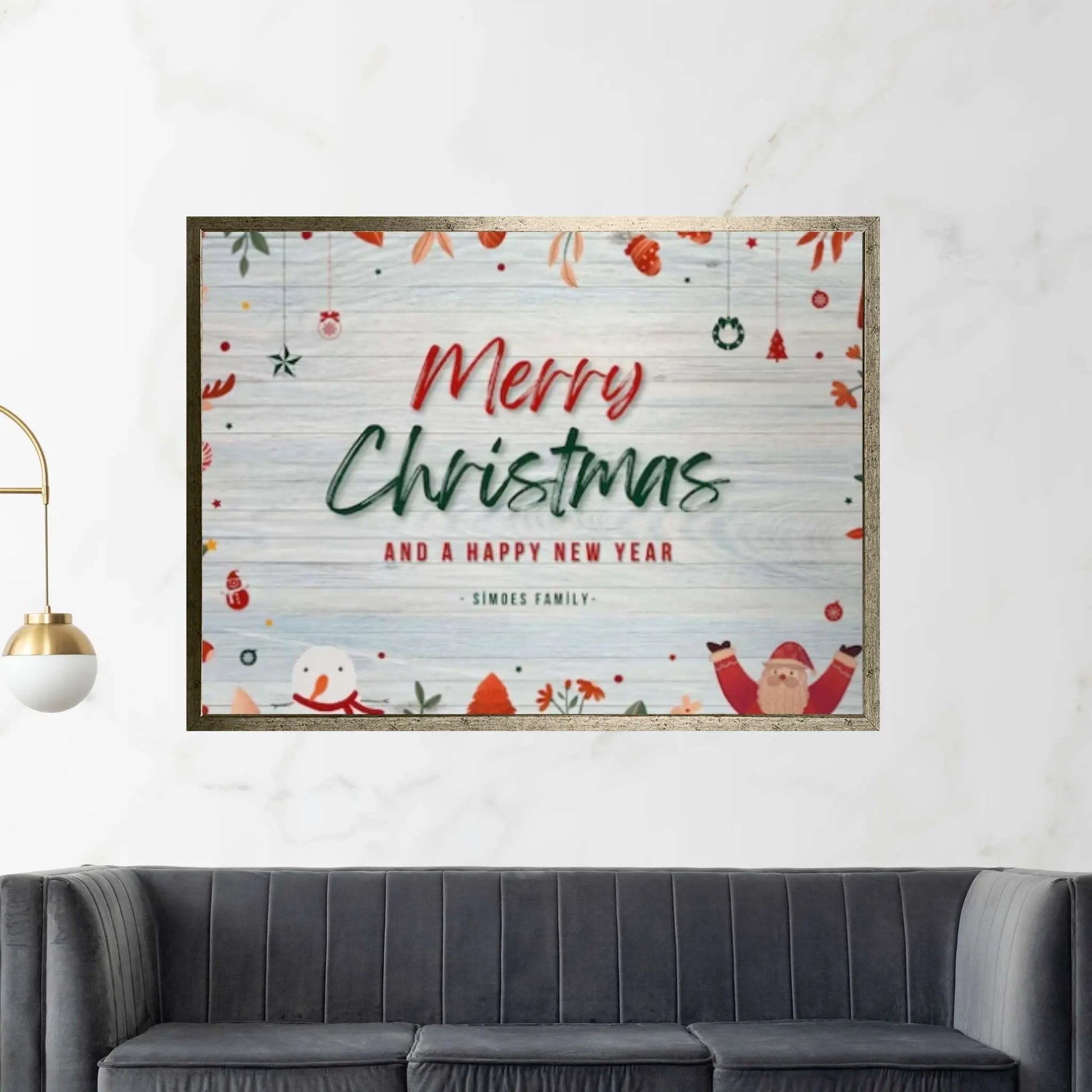 Christmas Decor Sign Personalized Custom Family Welcome Home Holiday Wall Art Canvas Print Decorations Name Sign Modern Farmhouse Wall Decor - Y Canvas