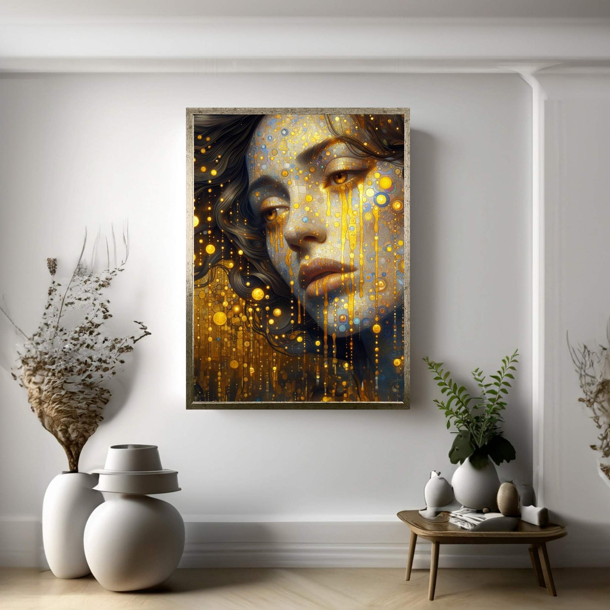 The Golden Tears Gustav Klimt Modern Abstract Reproduction Canvas Wall Art - Y Canvas