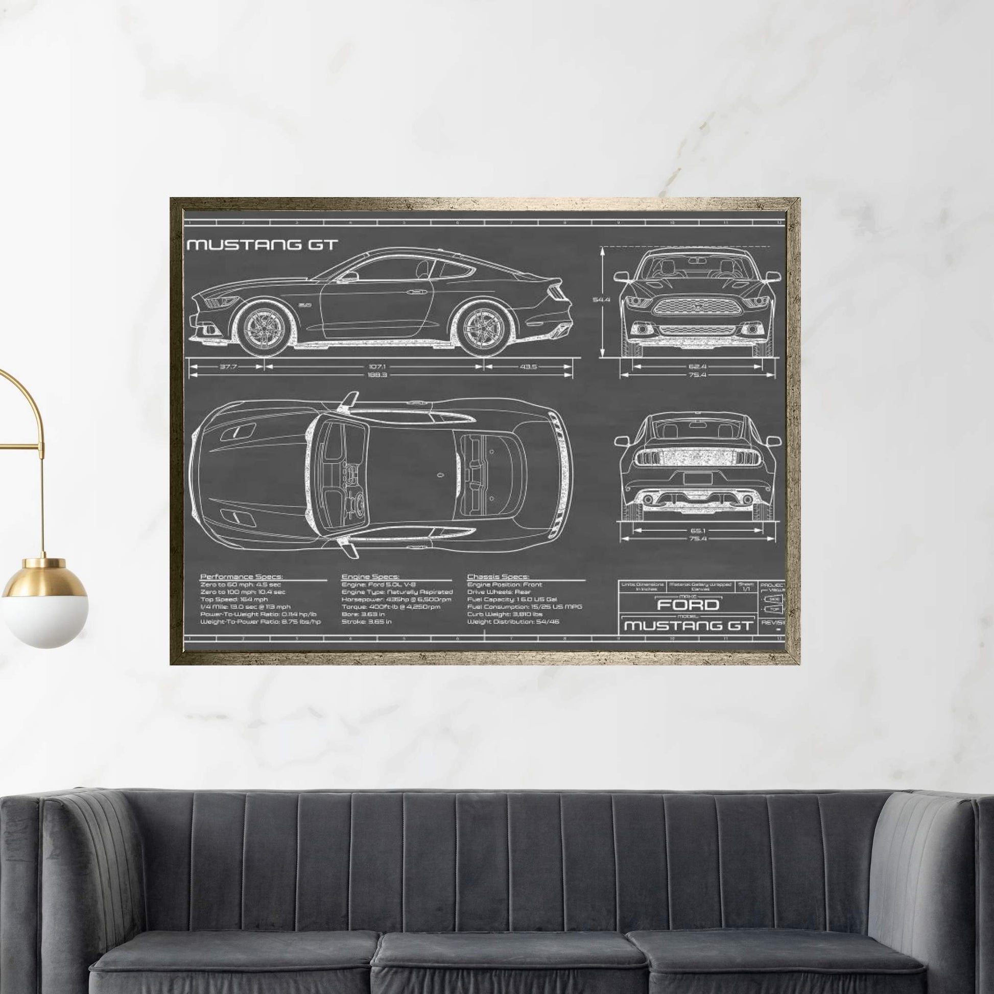 Mustang GT (2015-2017) Black Canvas Wall Art - Y Canvas