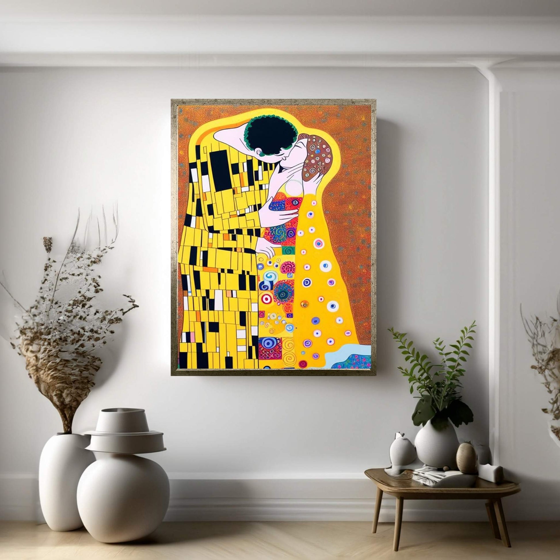 Gustav Klimt's The Kiss: Canvas Wall Art Reproduction Home Decor - Y Canvas