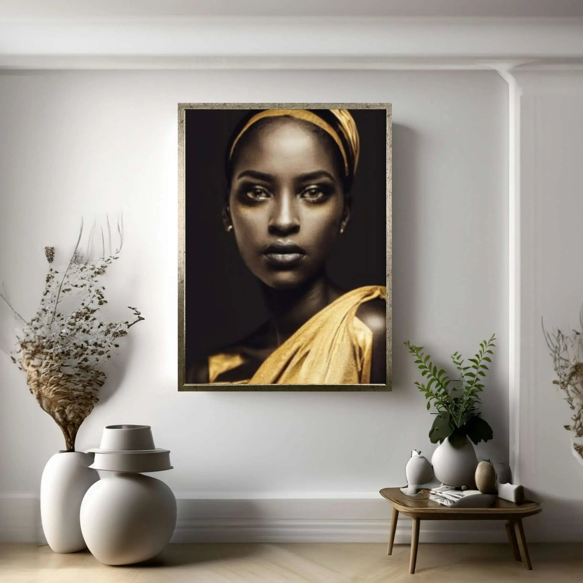 Gold African Woman, Gold Print, Woman Wall Art, Gold Lip Woman Canvas - Y Canvas