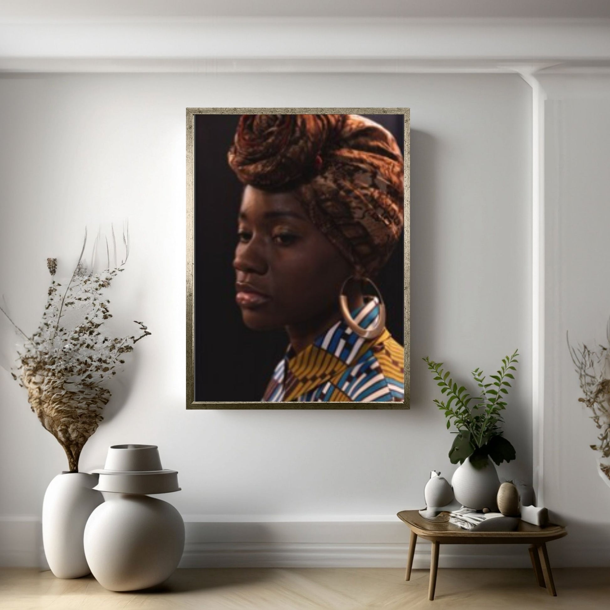 African Black Woman Portrait, Colorful Afro Art, African Woman Makeup Wall Art - Y Canvas