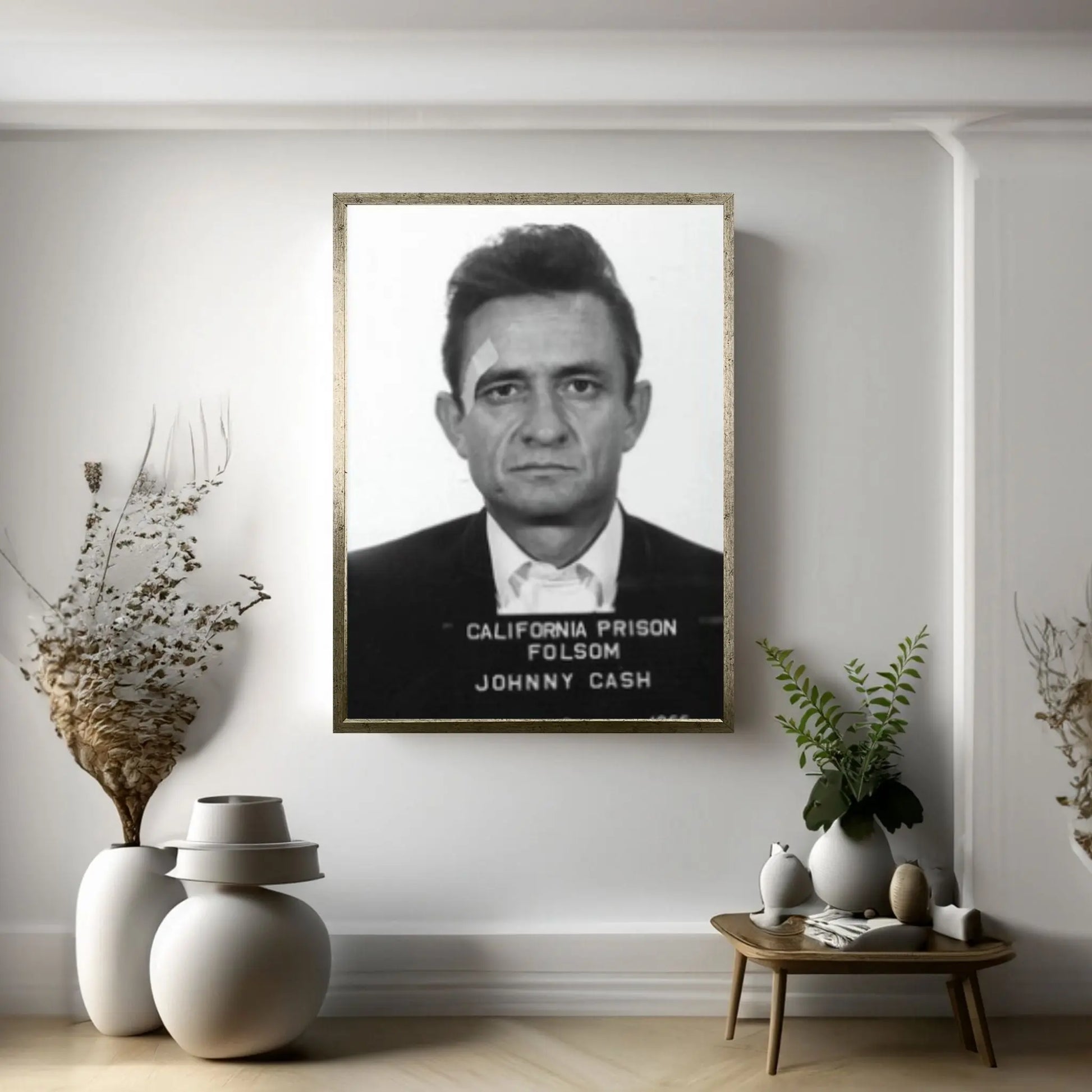 Johnny Cash - Mugshot Black White Canvas Wall Art Poster Print - Y Canvas