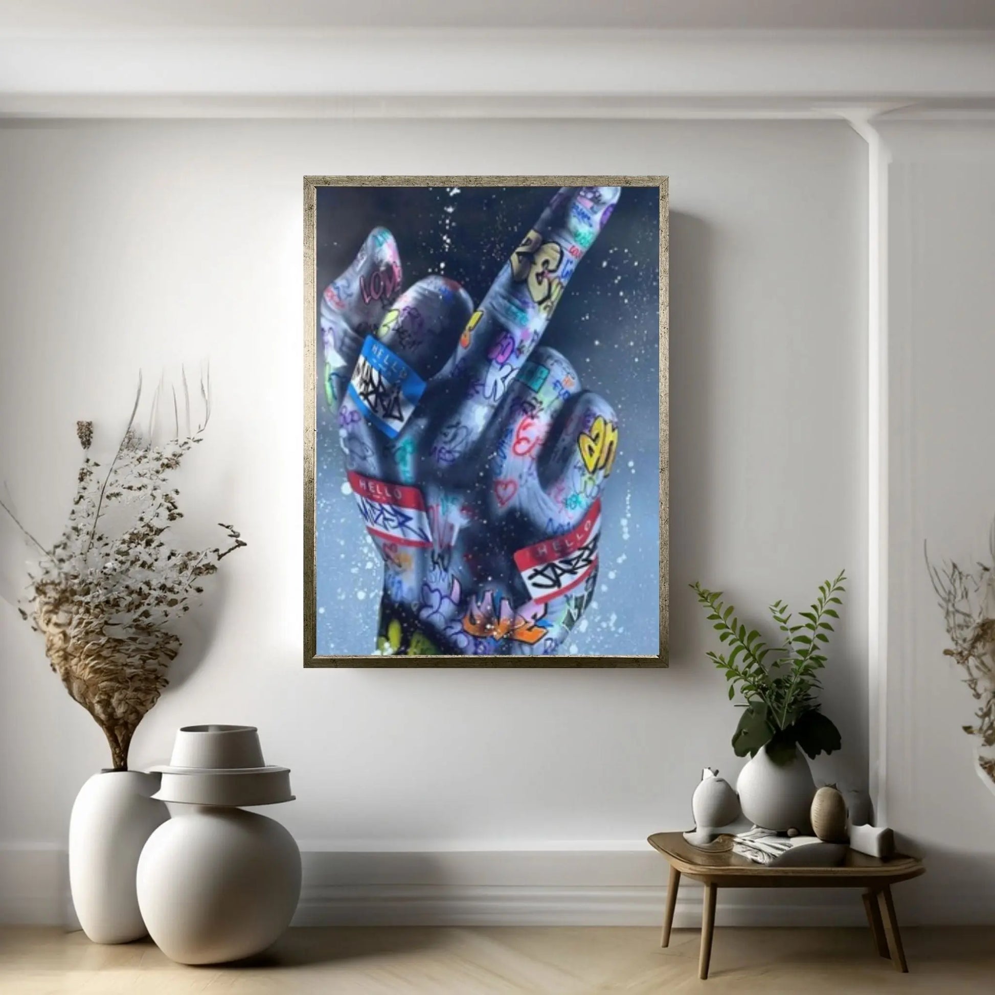 Middle Finger Gesture Street Art Posters and Prints Graffiti Art Paintings - Y Canvas