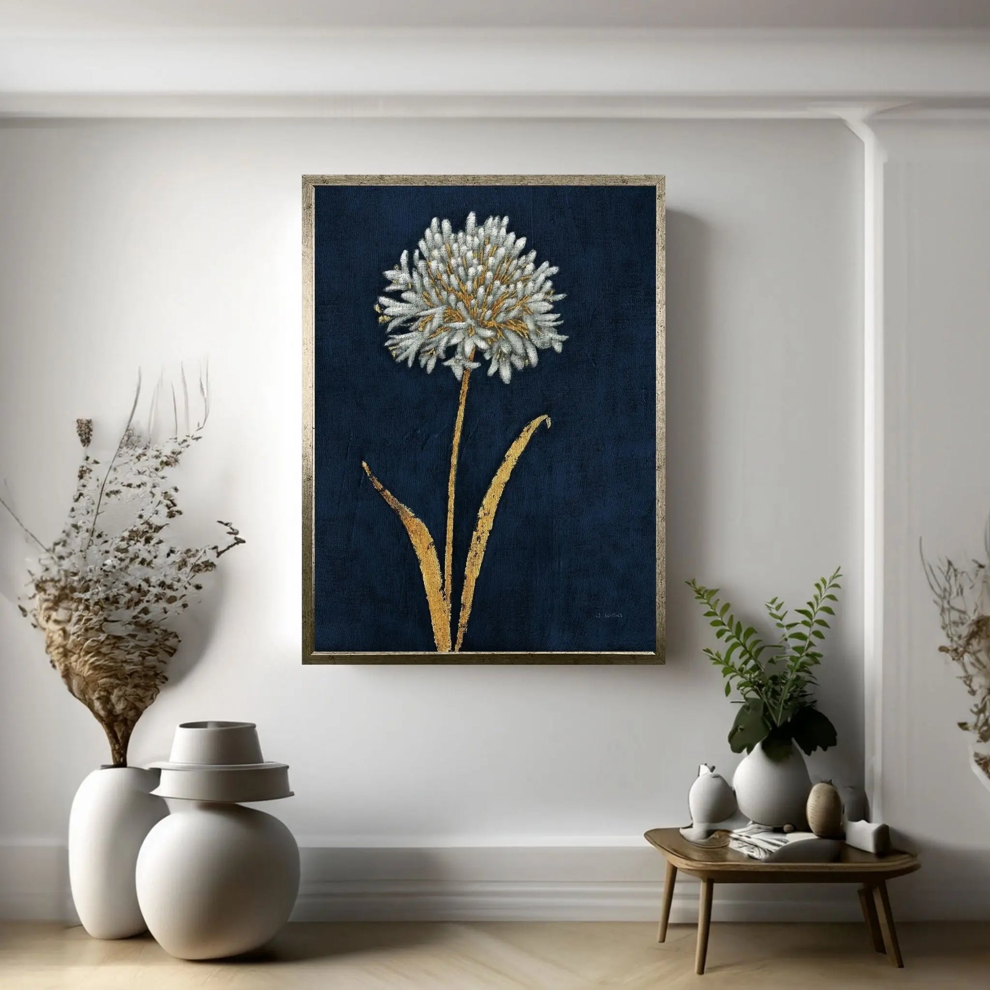 Shimmering Summer I Indigo Crop Canvas Wall Art - Y Canvas