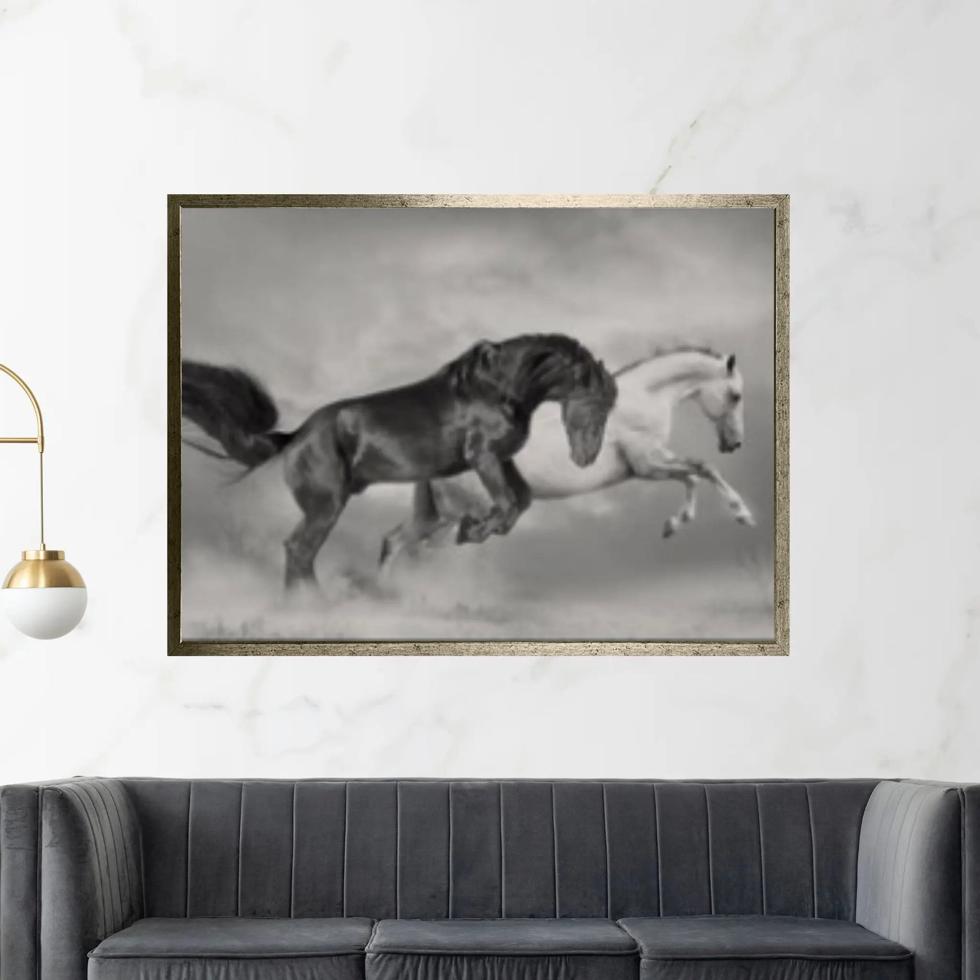 Horses Black White Canvas wall Art Home Decor - Y Canvas