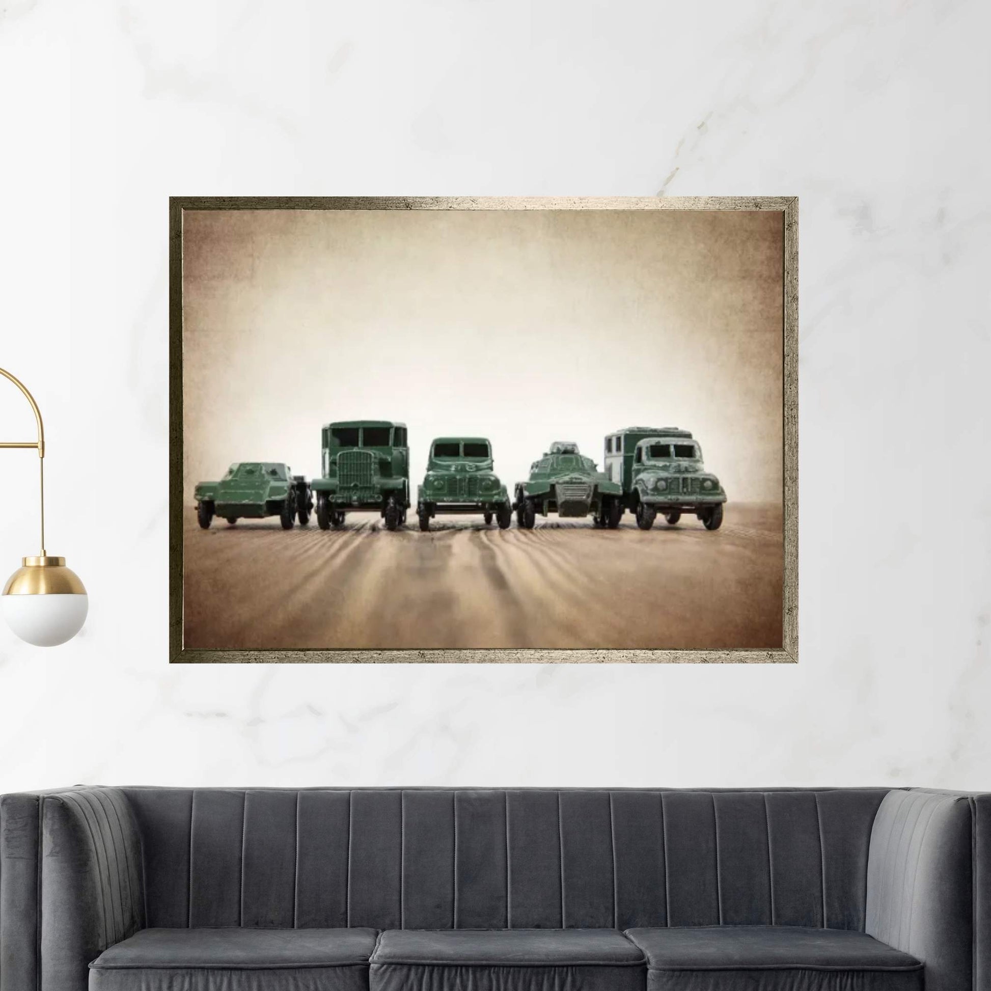 Army Truck Lineup Canvas Wall Art - Y Canvas