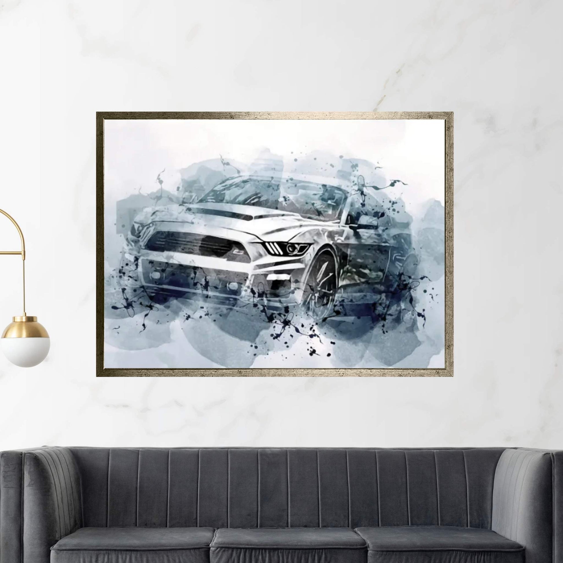 Ford Mustang S550 Exterior White Sports Coupe Canvas Wall Art - Y Canvas