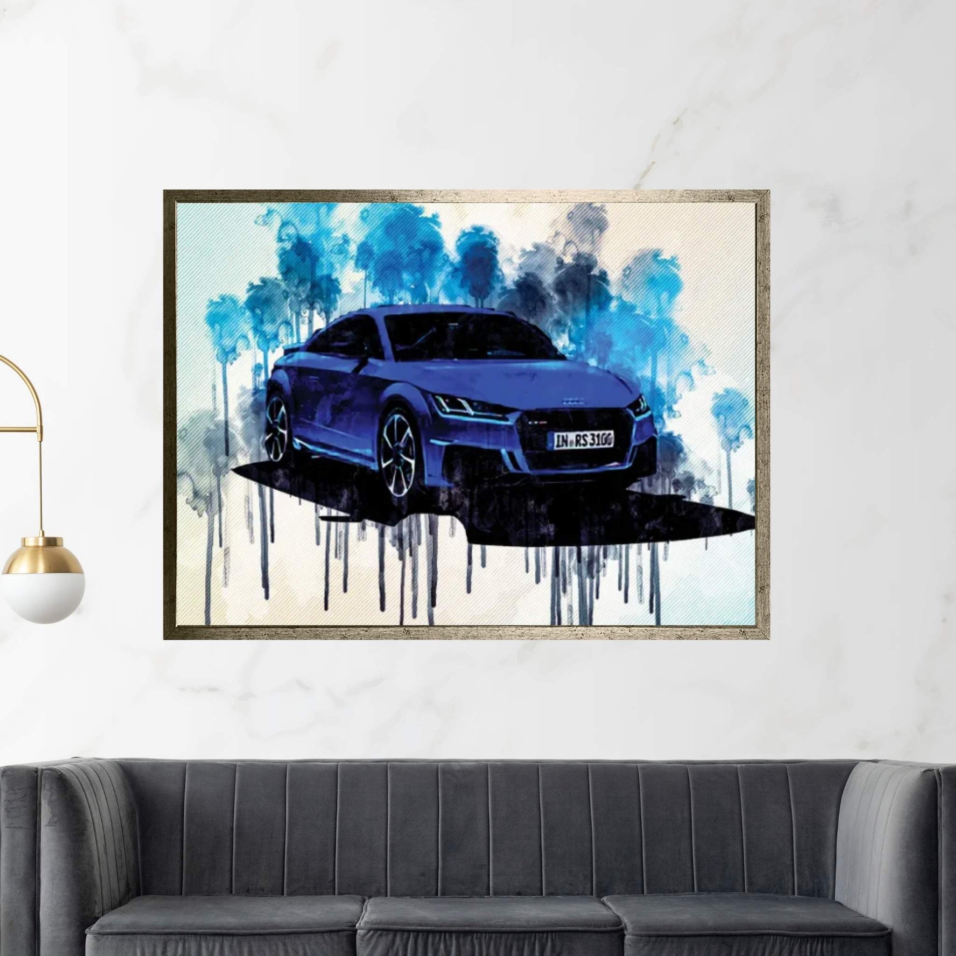 2020 Audi TT RS Blue Sports Canvas Wall Art - Y Canvas