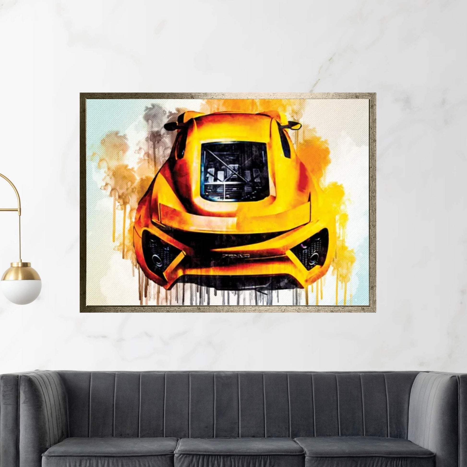 Zenvo St1 Danish Supercar Exterior Front View Yellow St1 Hypercar Canvas Wall Art - Y Canvas