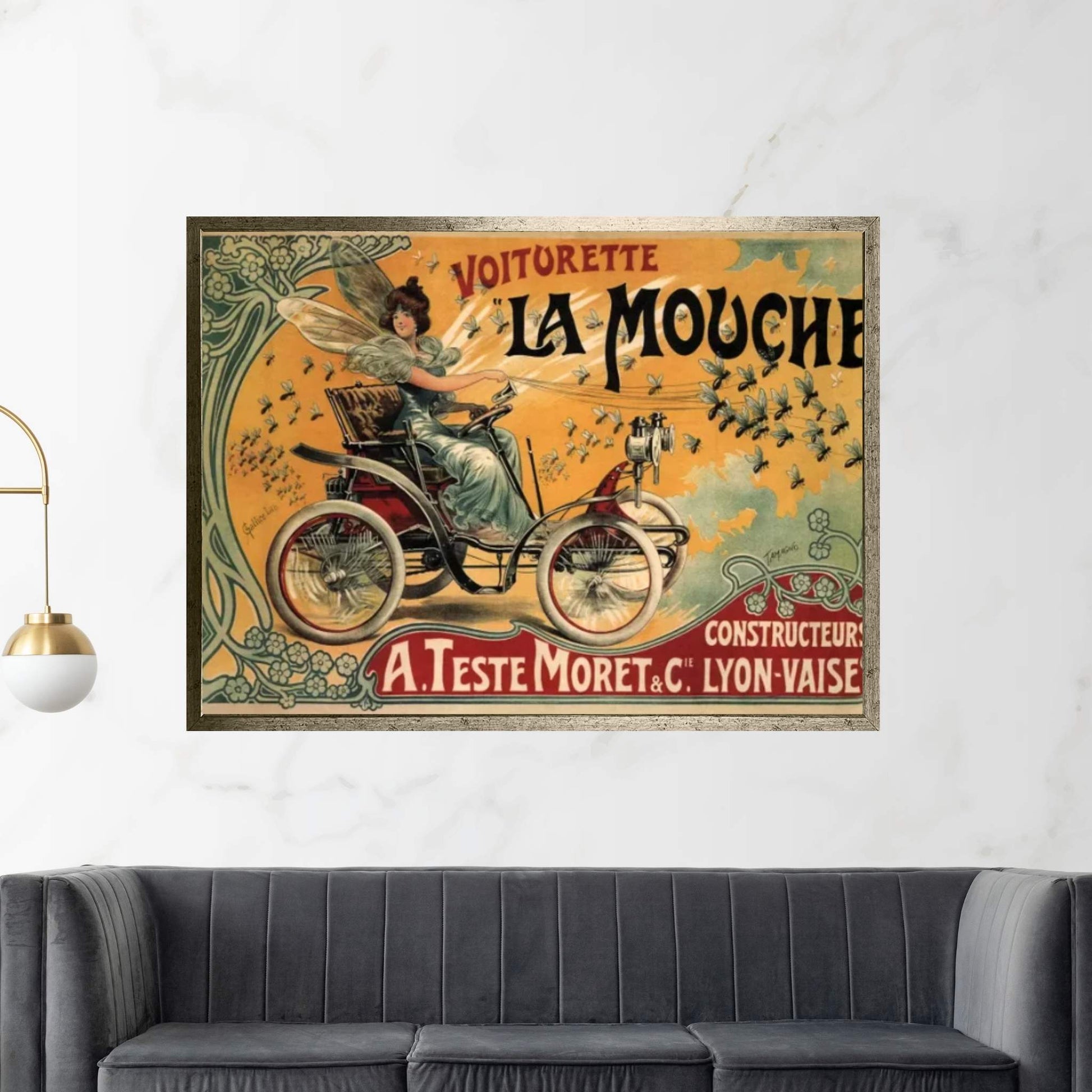 Voiturette La Mouche Advertising Vintage Poster Canvas Wall Art - Y Canvas