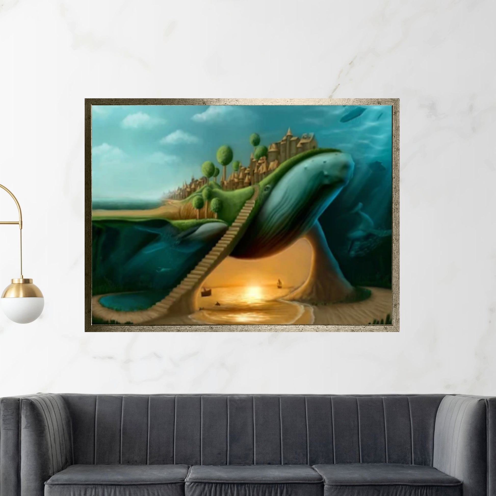 Surrealism Artwork, Framed Surreal Canvas, Abstract Scenery - Y Canvas