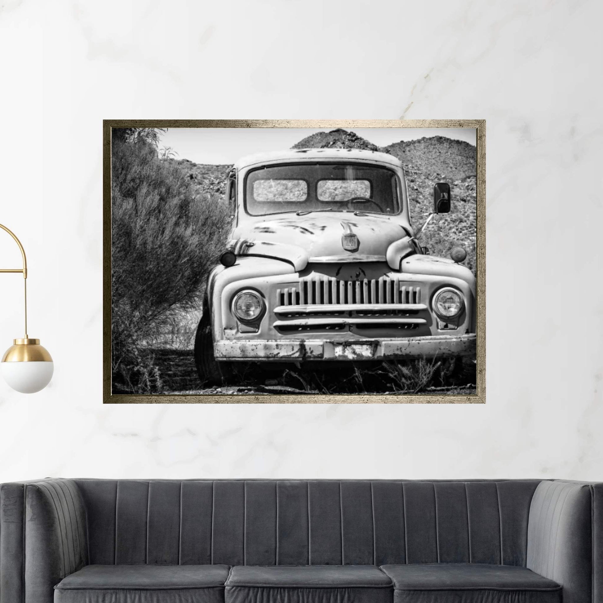 Black Arizona Series - Old Truck Canvas Wall Art - Y Canvas