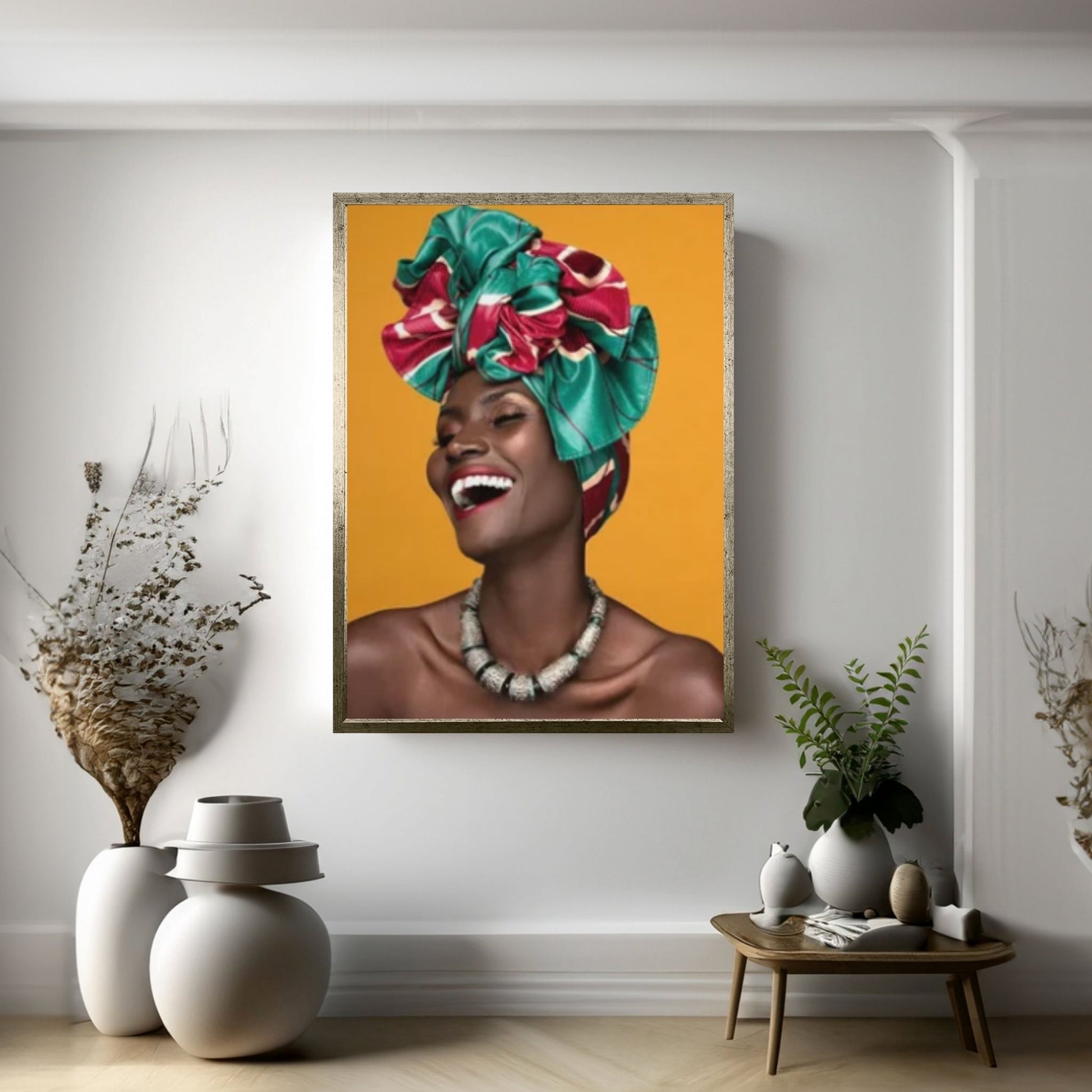 African Woman Portrait Wall Art /African Woman Canvas Print / African American Home Decor Black Woman Make Up Home Decor - Y Canvas