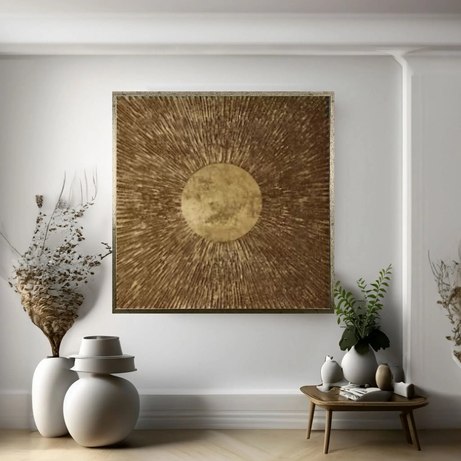 Golden Circle Oil Painting on Canvas Original Modern Textured Painting - Y Canvas