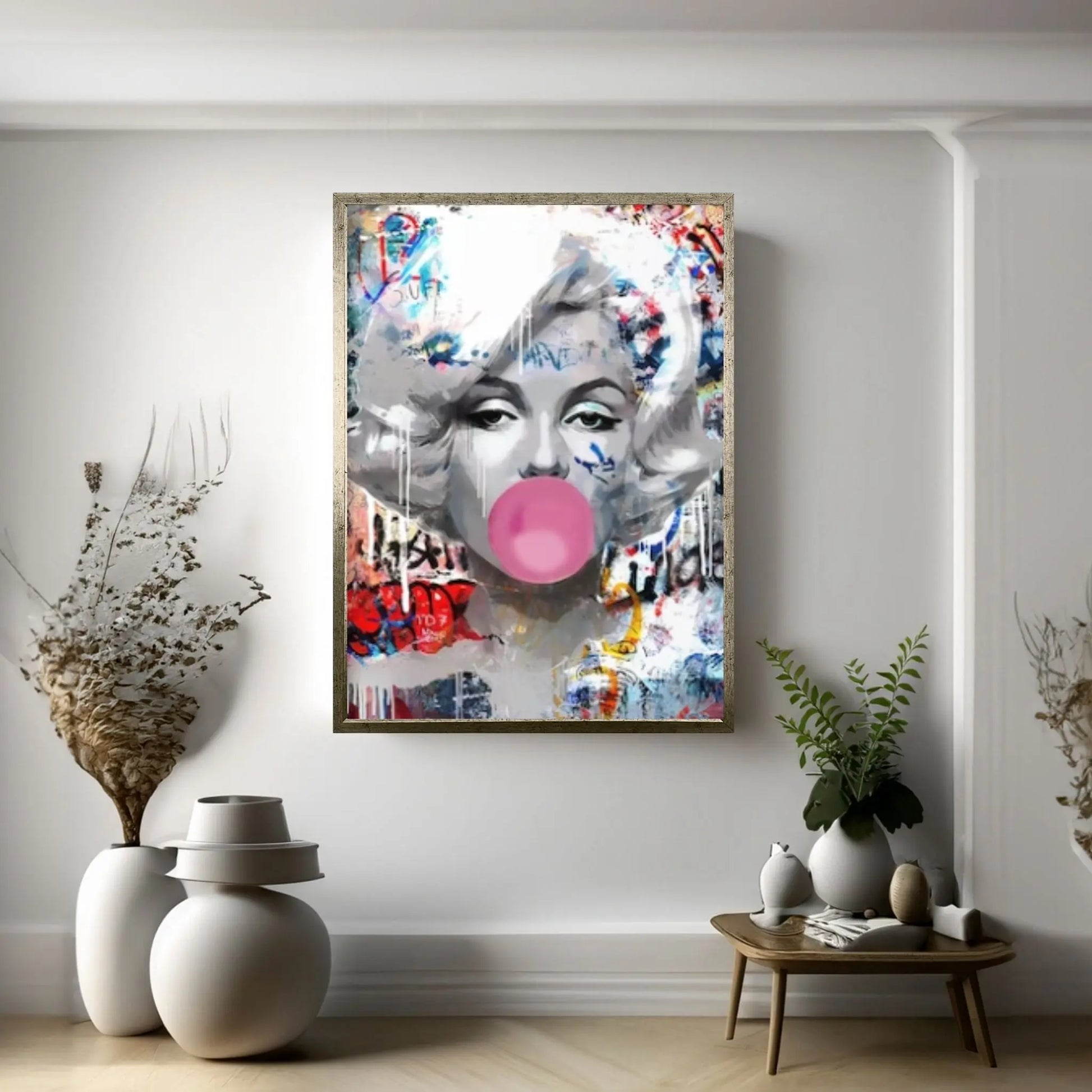 Marilyn Monroe Wall Art Canvas / Monroe Pink Bubble Gum Art Poster Canvas Wall Art - Y Canvas