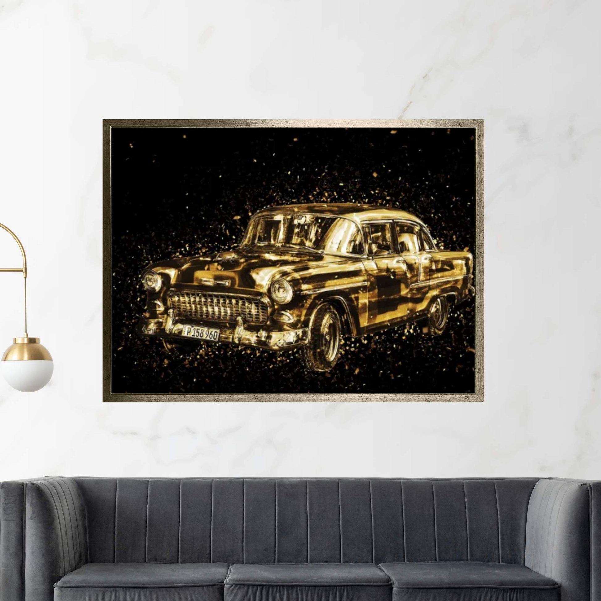 Golden - Classic Car Canvas Wall Art - Y Canvas