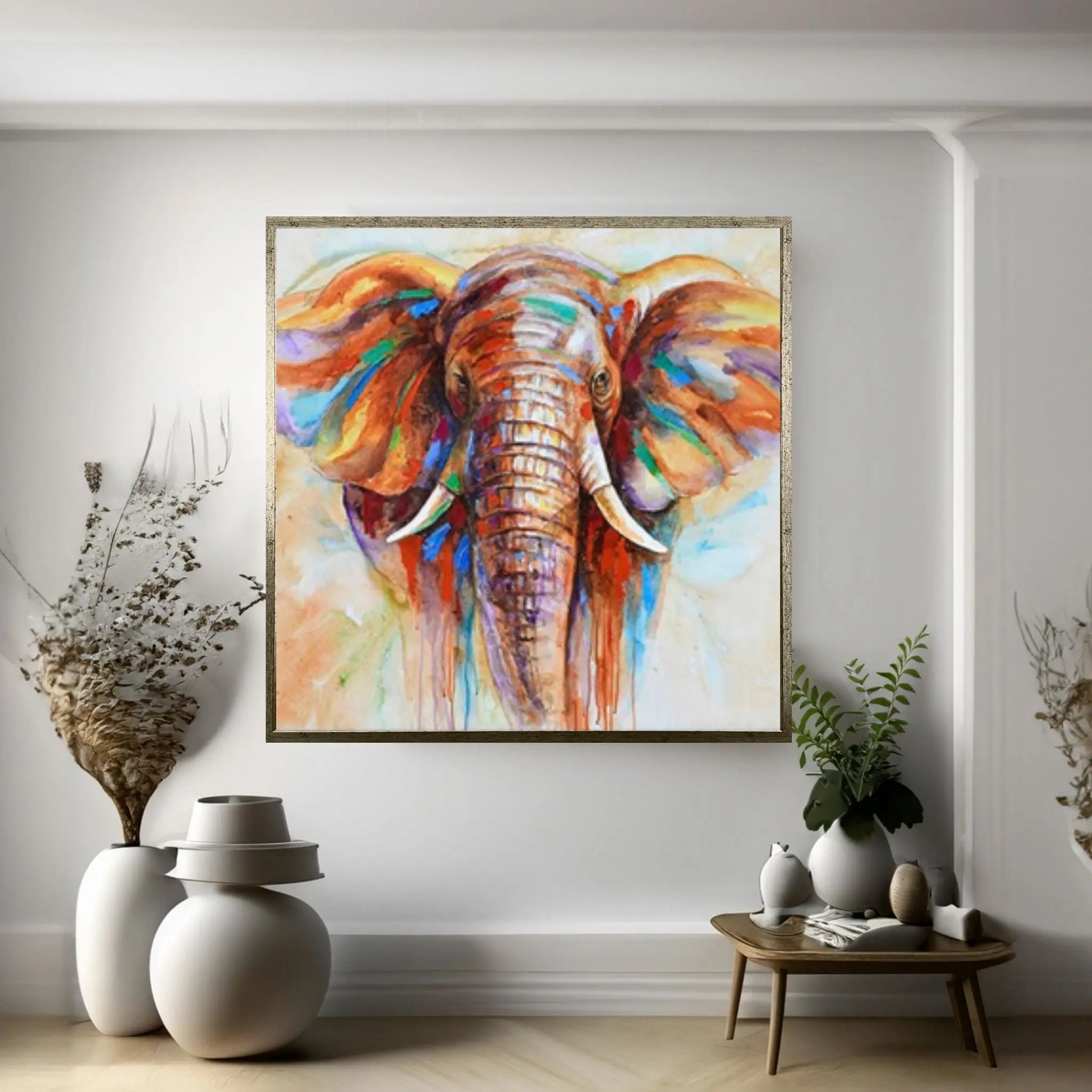 Elephant Painting Impressionist Africa Elephant Animal Wall Art Canvas Canvas Wall Art Living - Y Canvas