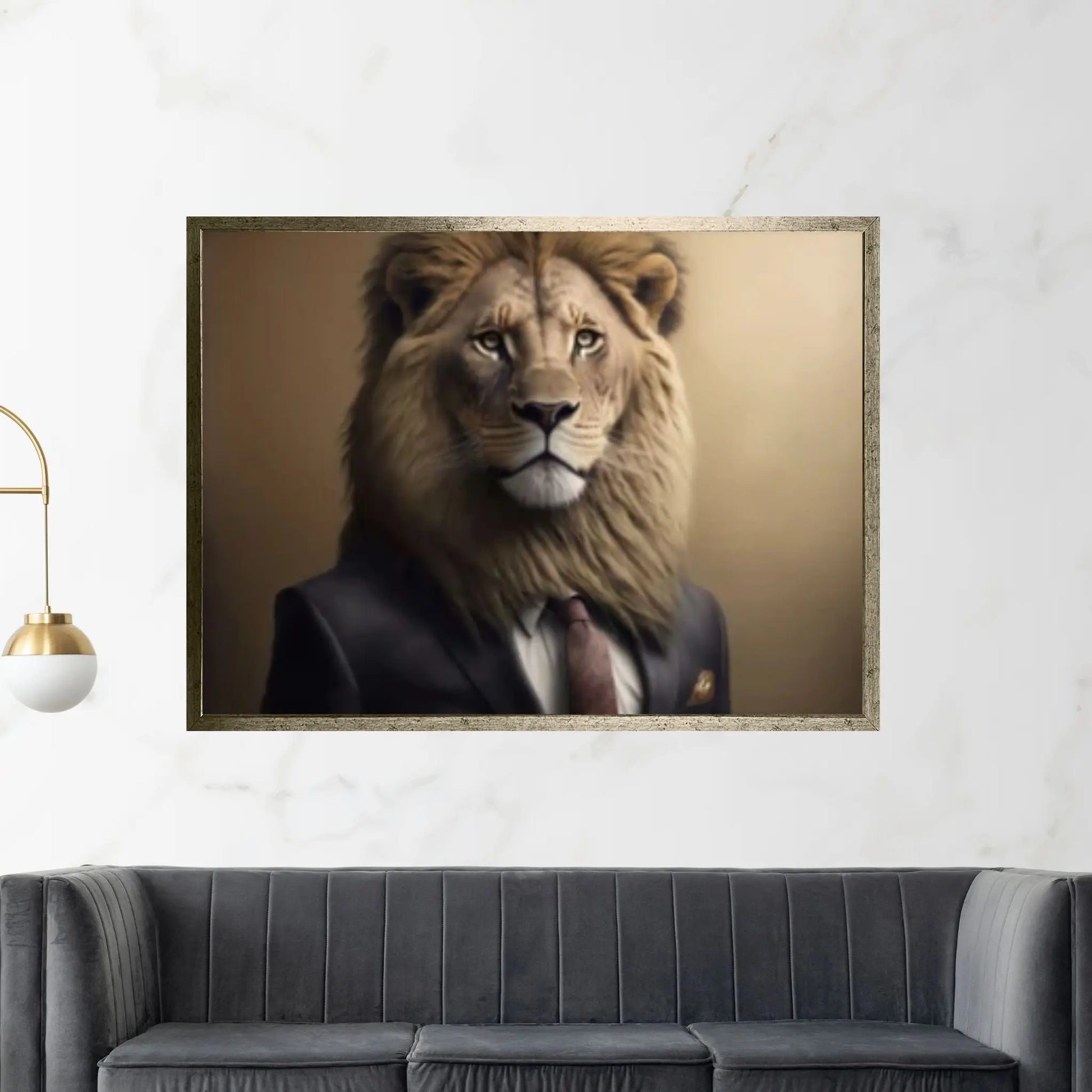 Gentleman Businessman Leo Lion Canvas Wall Art Animal Wall Art - Y Canvas