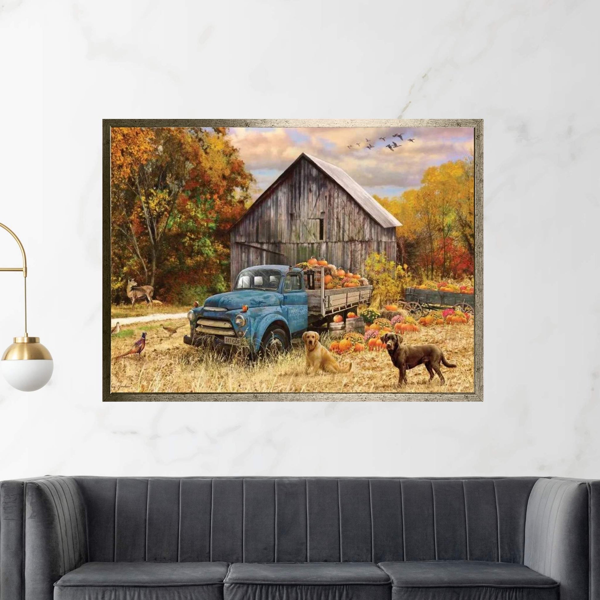 Fall Truck And Barn Canvas Wall Art - Y Canvas