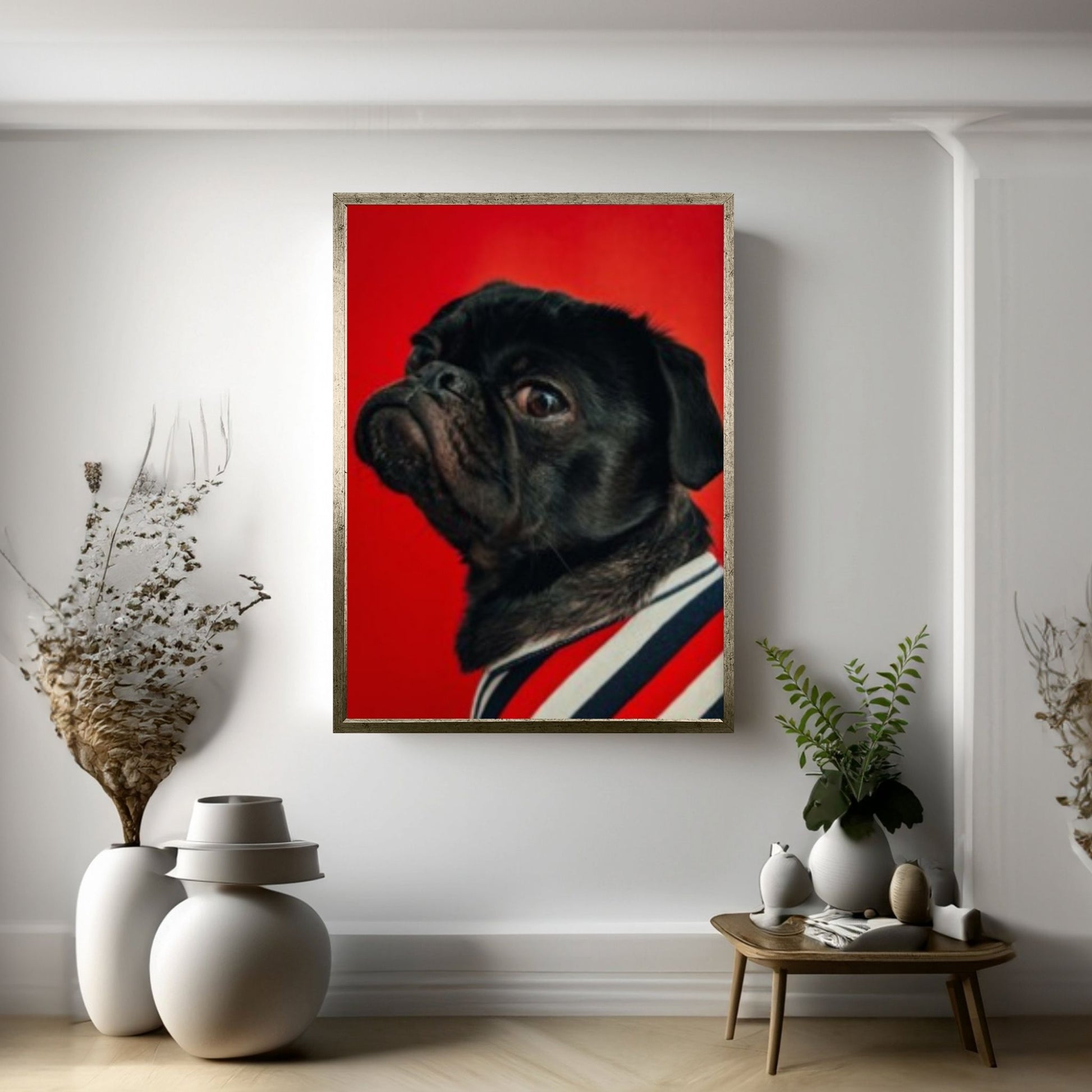 Pop Art Pug Dog Canvas Print Wall Art, Fanny Retro Vintage Art - Y Canvas