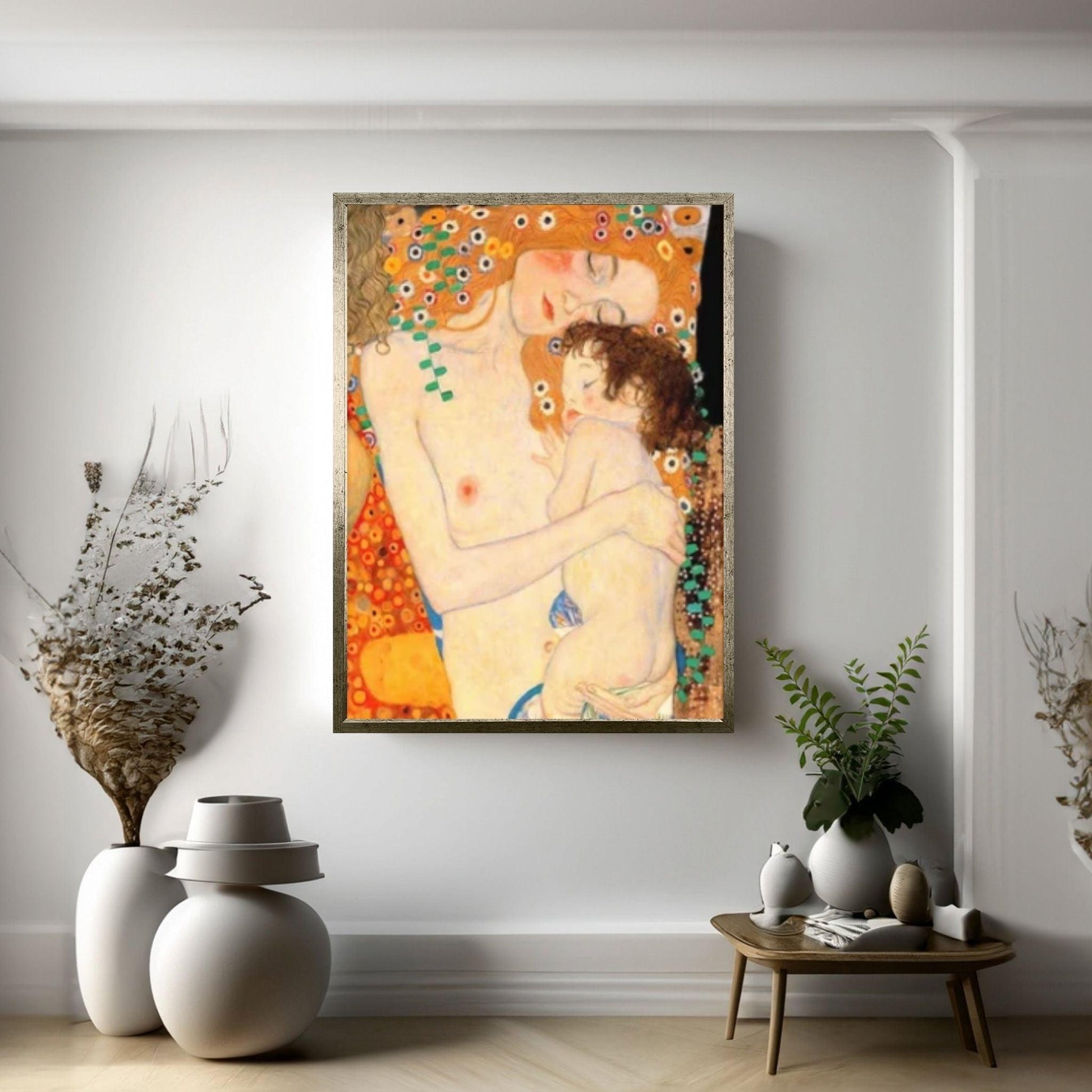 Mother And Child Art Canvas Poster By Gustav Klimt Art, Gustav Klimt Canvas - Y Canvas