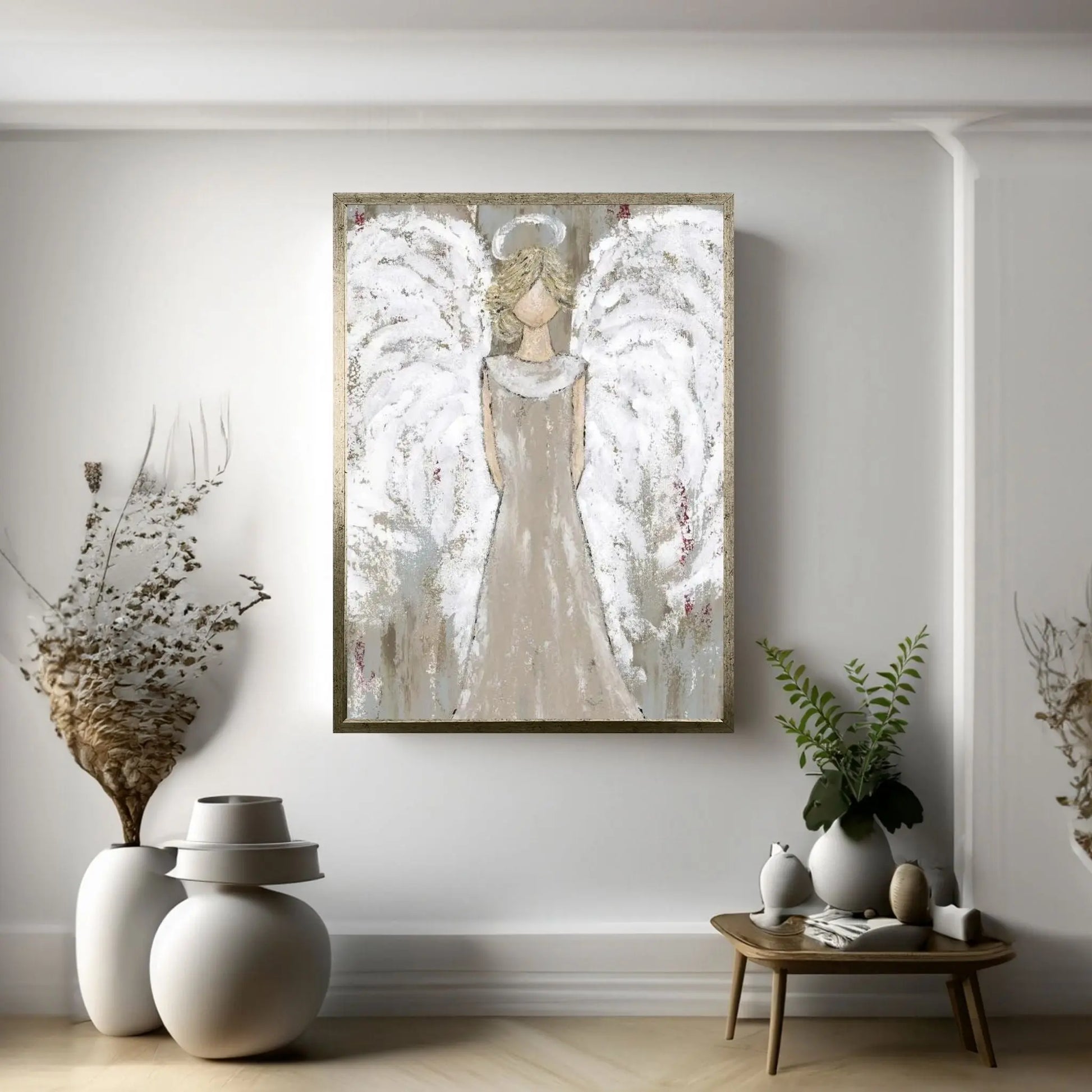 Farmhouse Guardian Angel Canvas Wall Art - Y Canvas