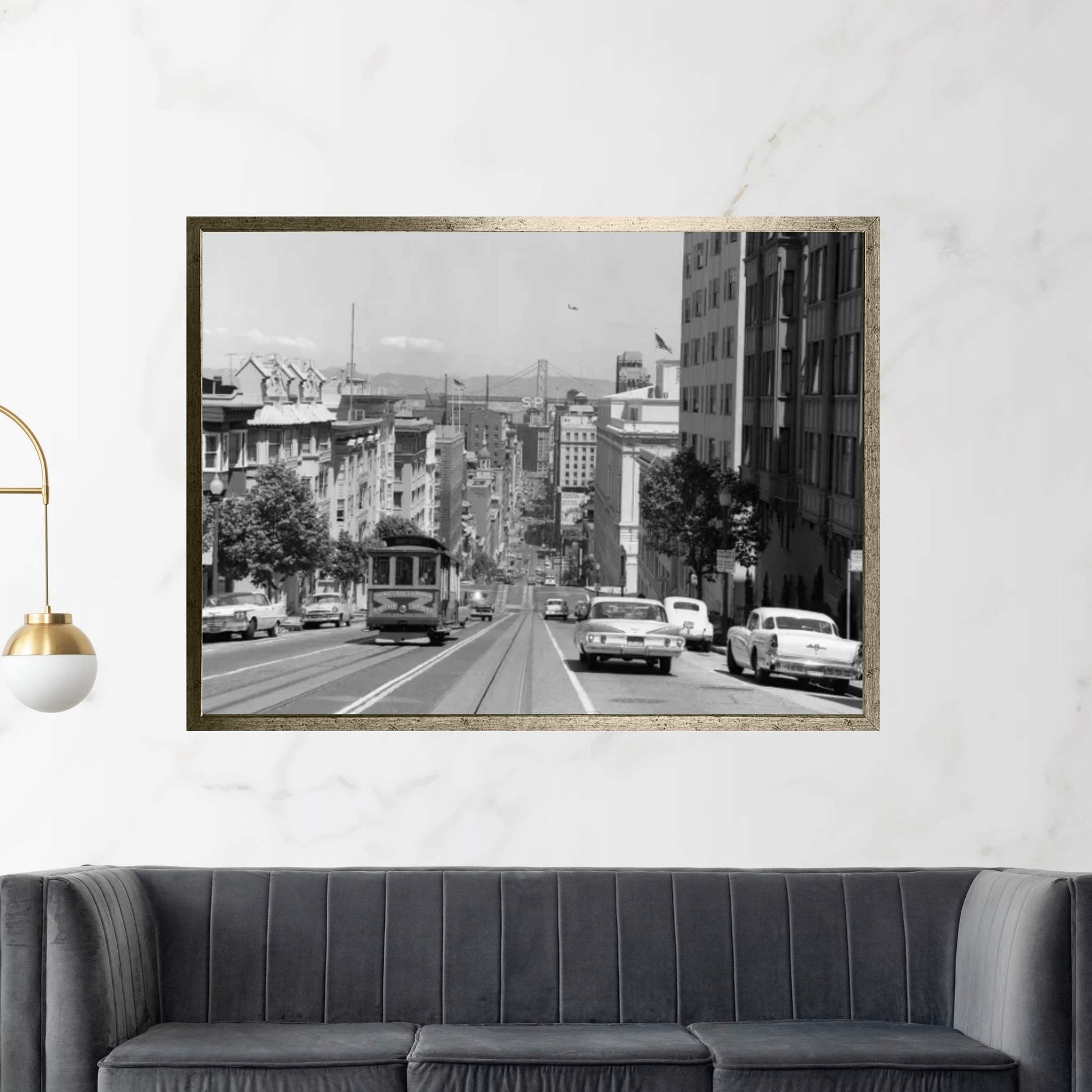 1950s-1960s Cable Car In San Francisco California USA Canvas Wall Art - Y Canvas